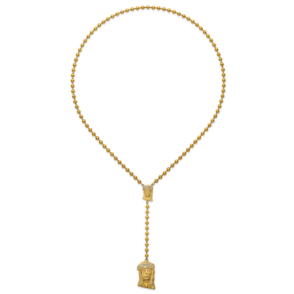 Gold-Tone Polished Crystal Stainless Steel Necklace 6mm