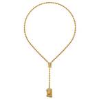 Gold-Tone Polished Crystal Stainless Steel Necklace 6mm