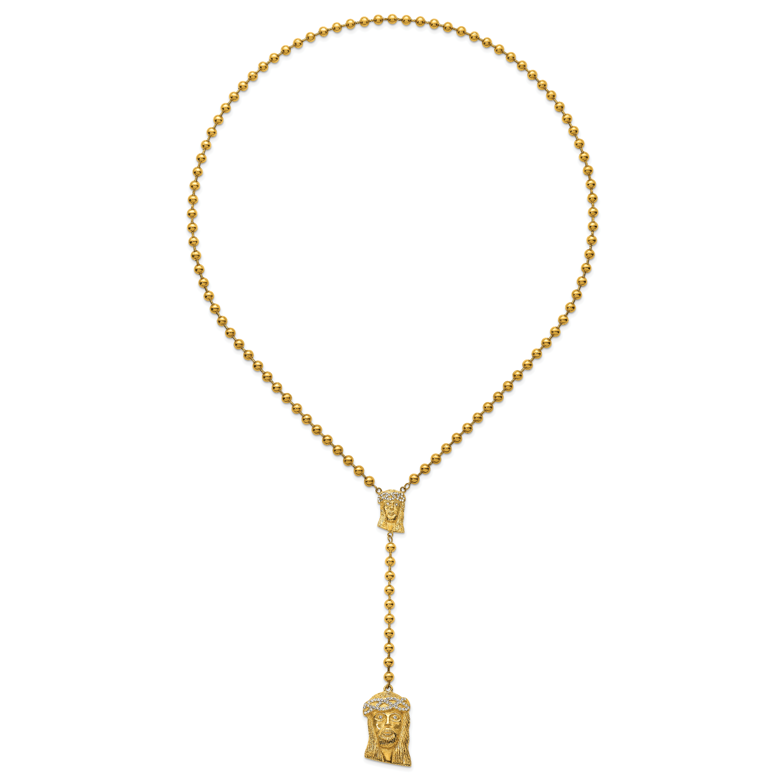 Gold-Tone Polished Crystal Stainless Steel Necklace 6mm