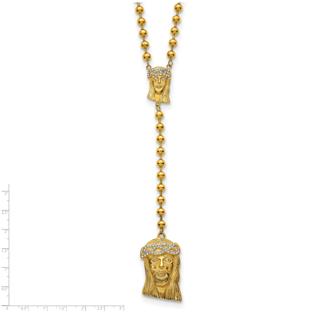 Gold-Tone Polished Crystal Stainless Steel Necklace 6mm