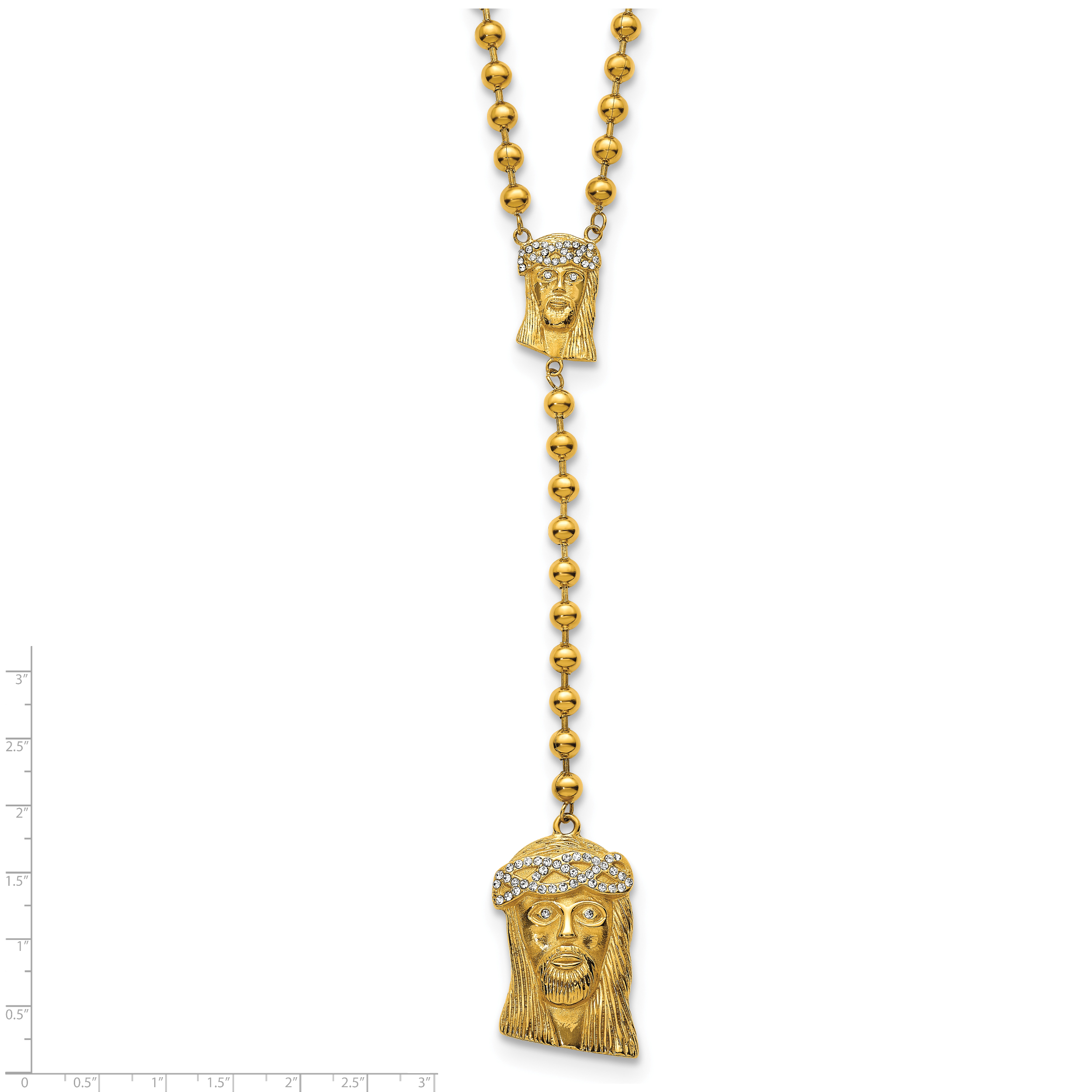 Gold-Tone Polished Crystal Stainless Steel Necklace 6mm