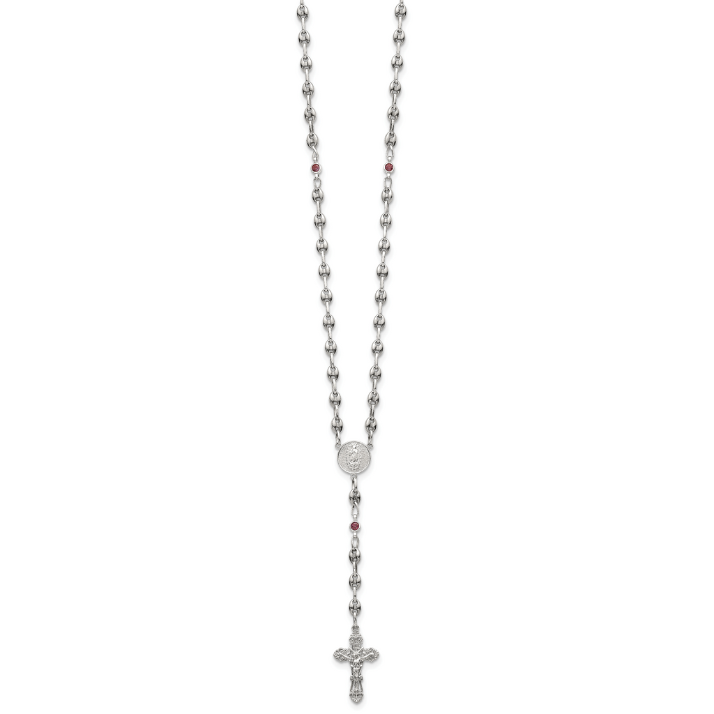 Polished Red Cubic Zirconia Stainless Steel Necklace 4.35mm