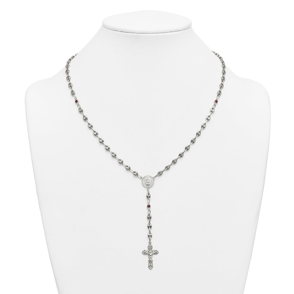 Polished Red Cubic Zirconia Stainless Steel Necklace 4.35mm