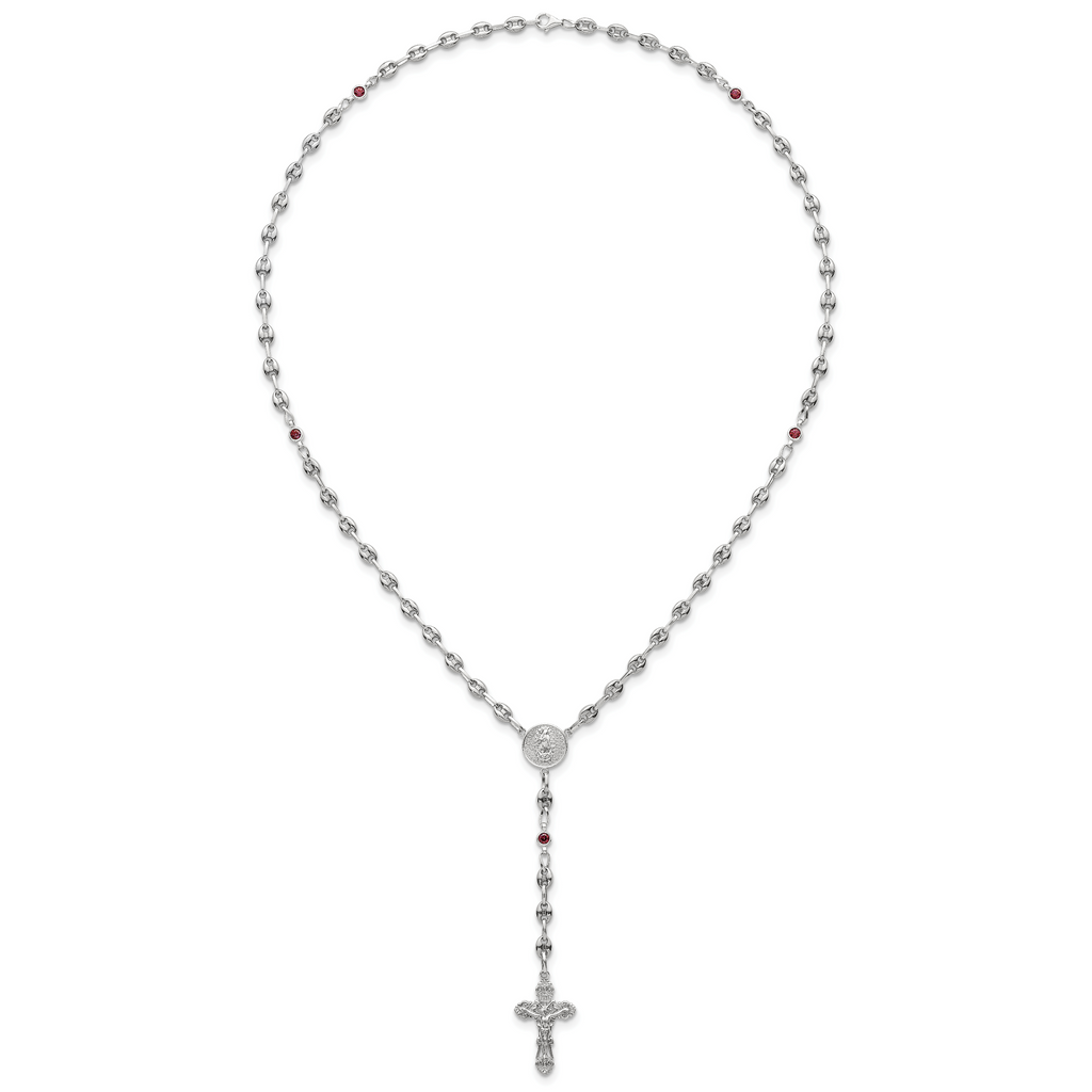 Polished Red Cubic Zirconia Stainless Steel Necklace 4.35mm