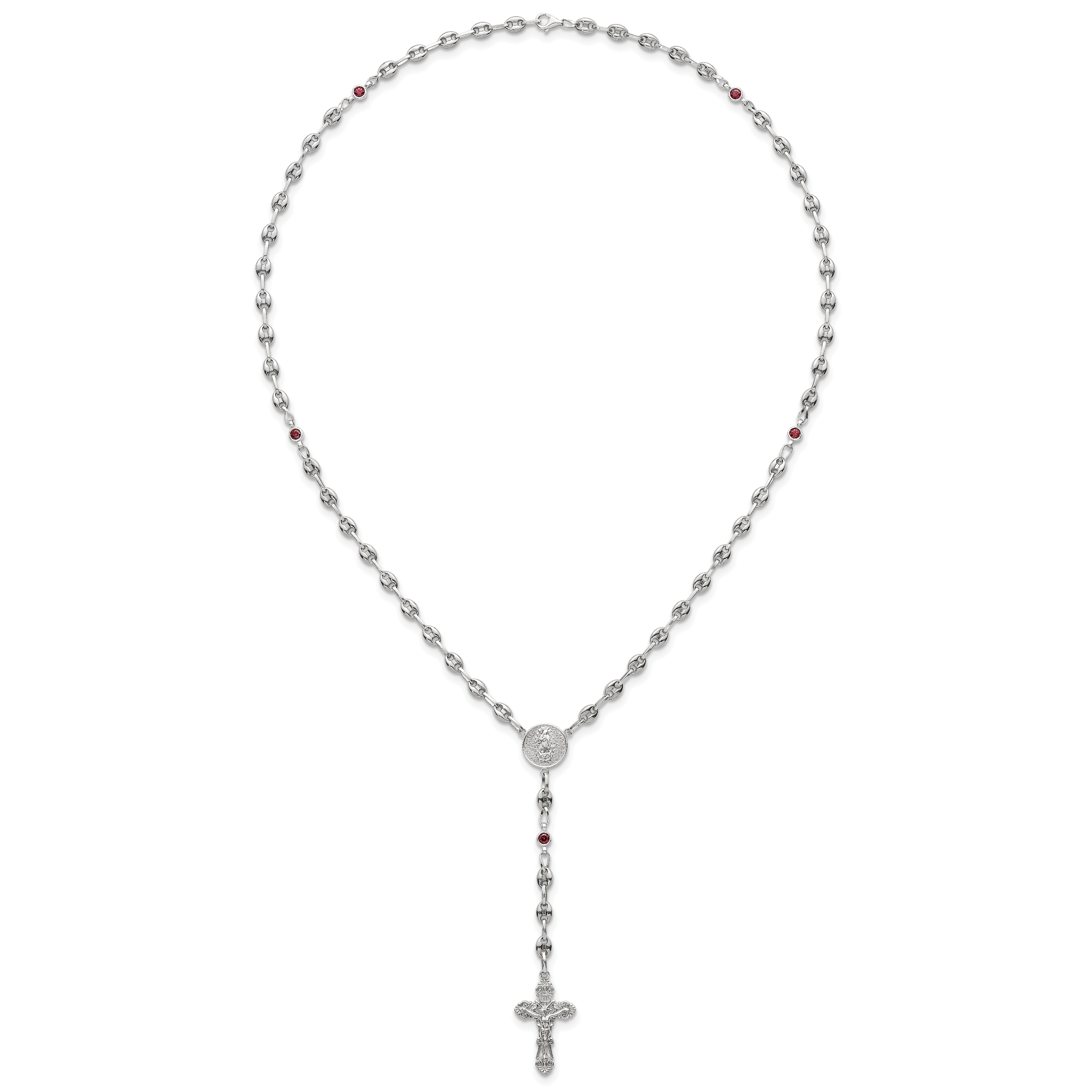 Polished Red Cubic Zirconia Stainless Steel Necklace 4.35mm
