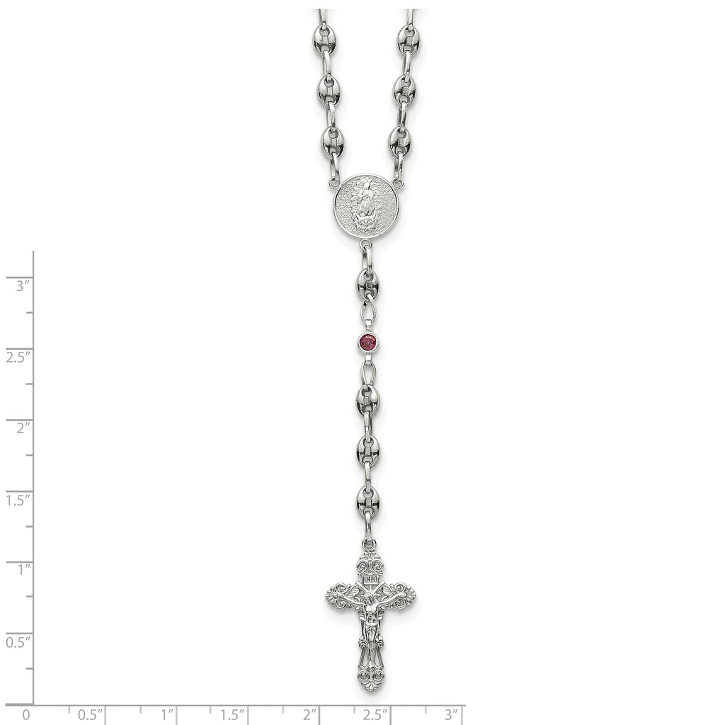 Polished Red Cubic Zirconia Stainless Steel Necklace 4.35mm