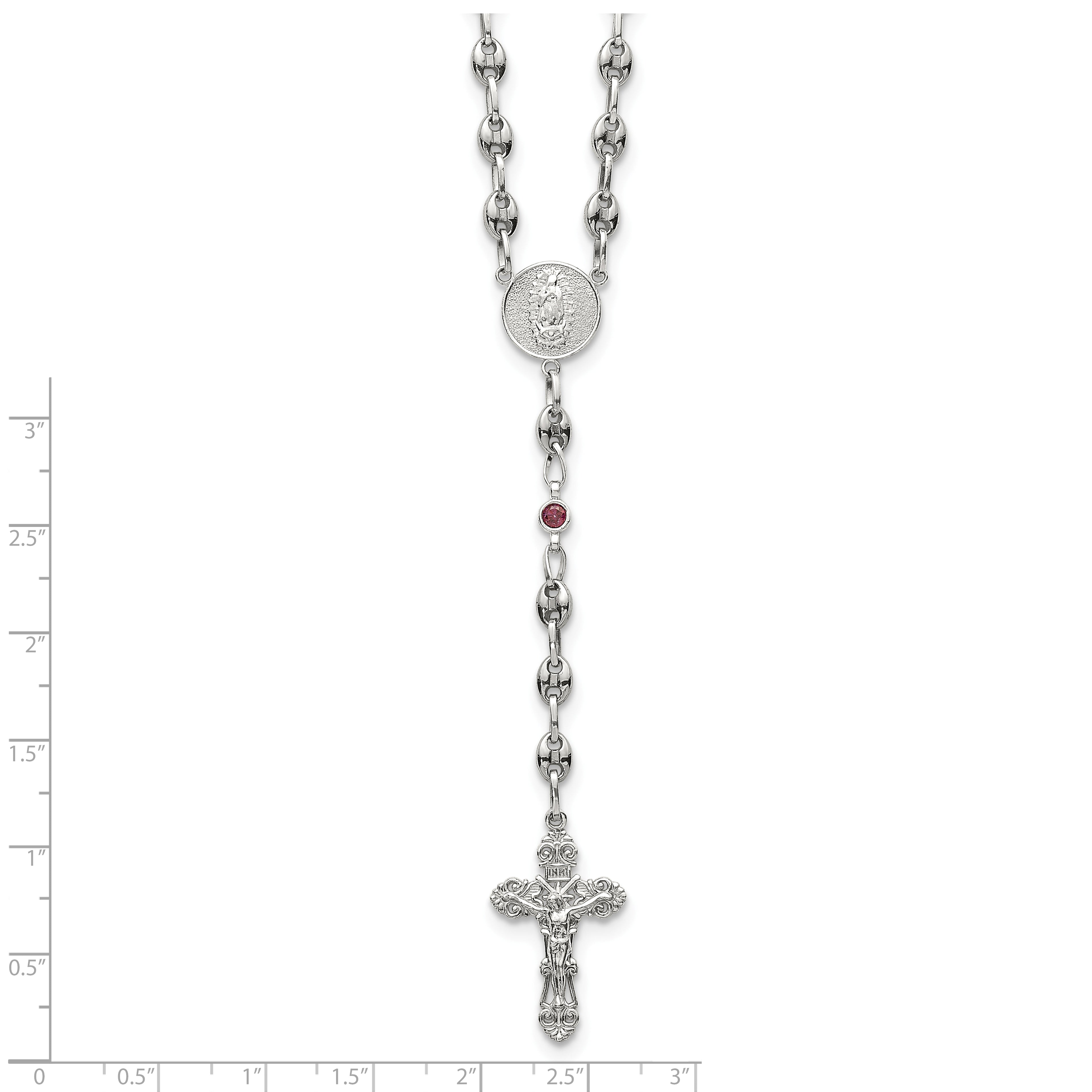 Polished Red Cubic Zirconia Stainless Steel Necklace 4.35mm
