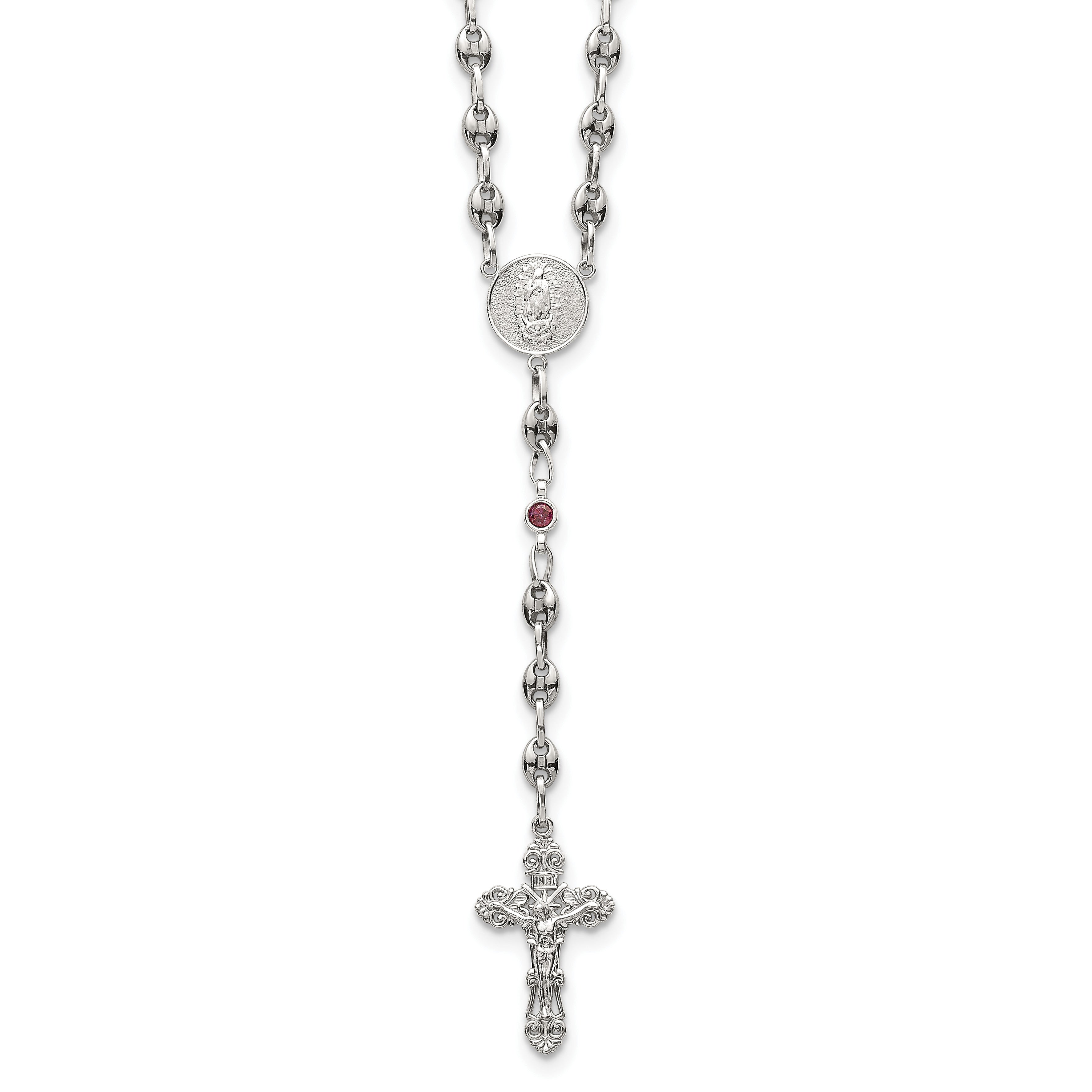 Polished Red Cubic Zirconia Stainless Steel Necklace 4.35mm