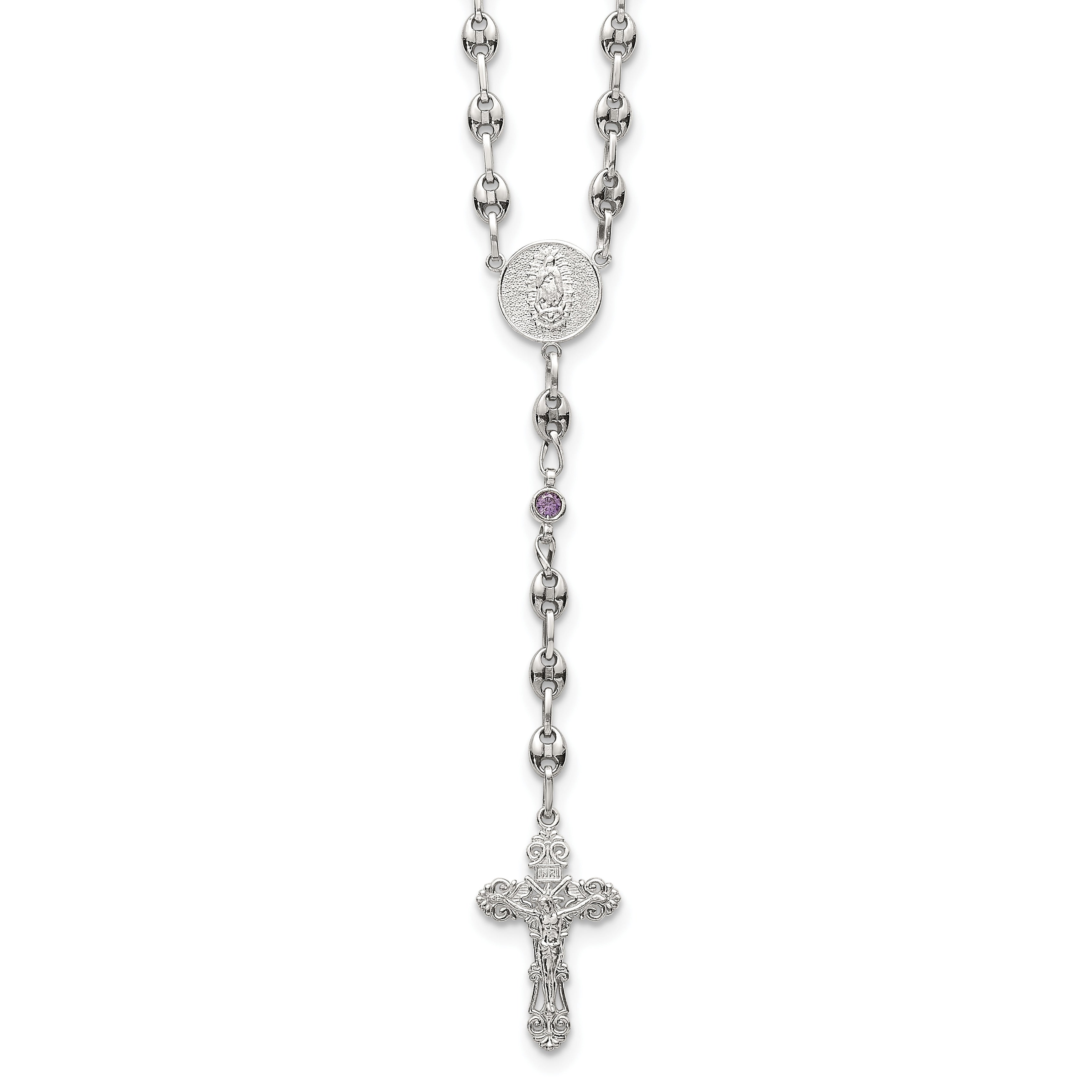 Polished Purple Cubic Zirconia Stainless Steel Necklace 4.35mm Main image