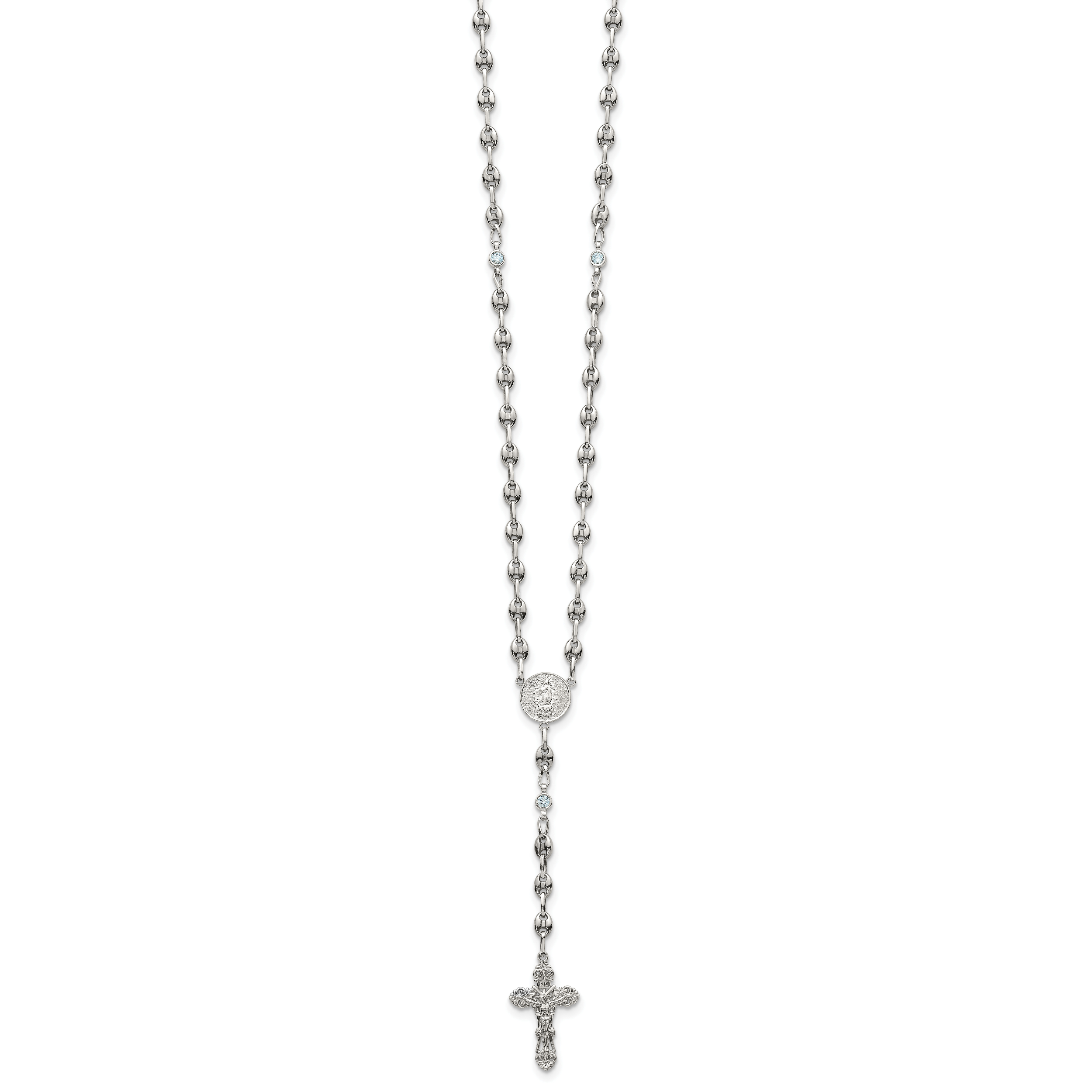 Polished Blue Cubic Zirconia Stainless Steel Necklace 4.35mm Secondary image