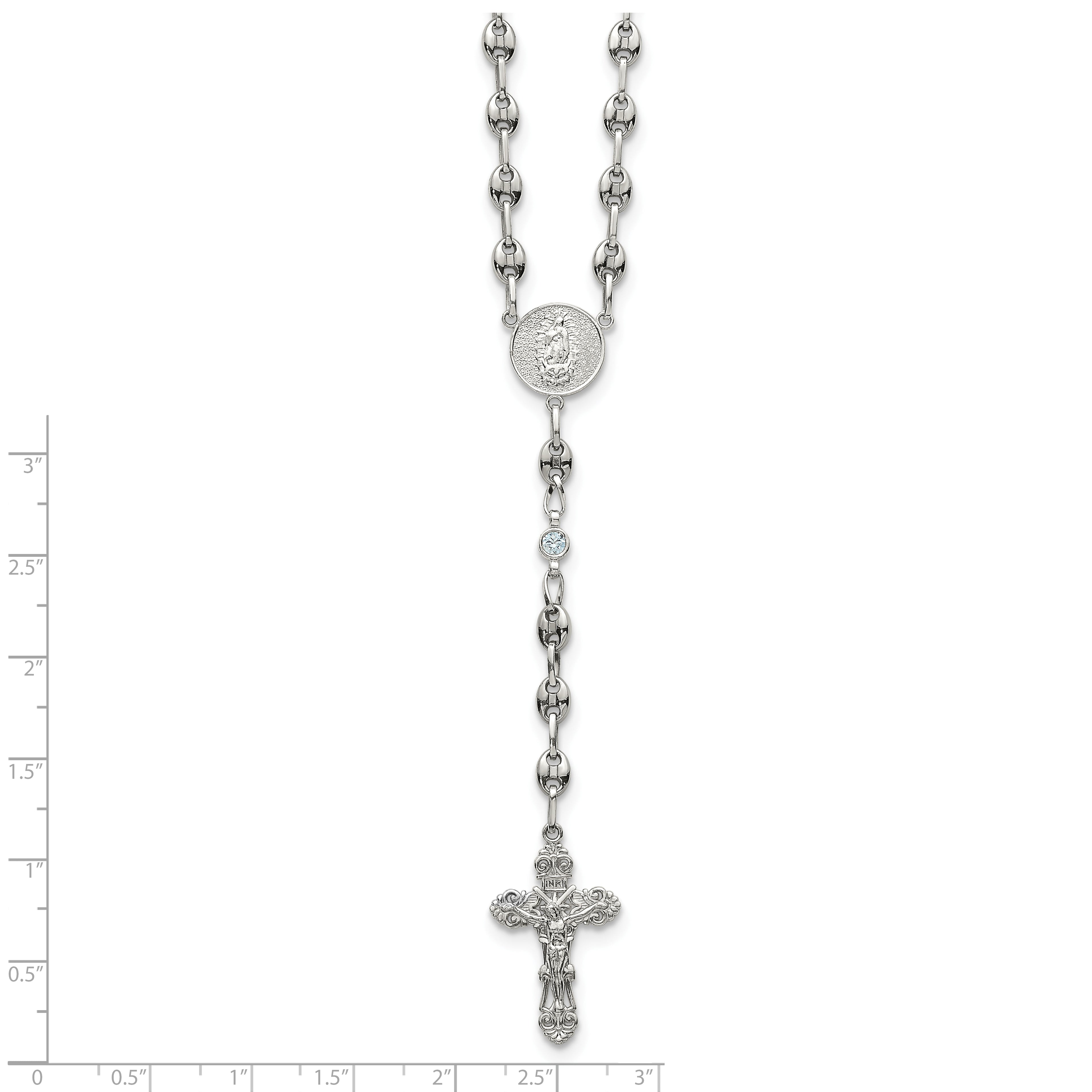 Polished Blue Cubic Zirconia Stainless Steel Necklace 4.35mm