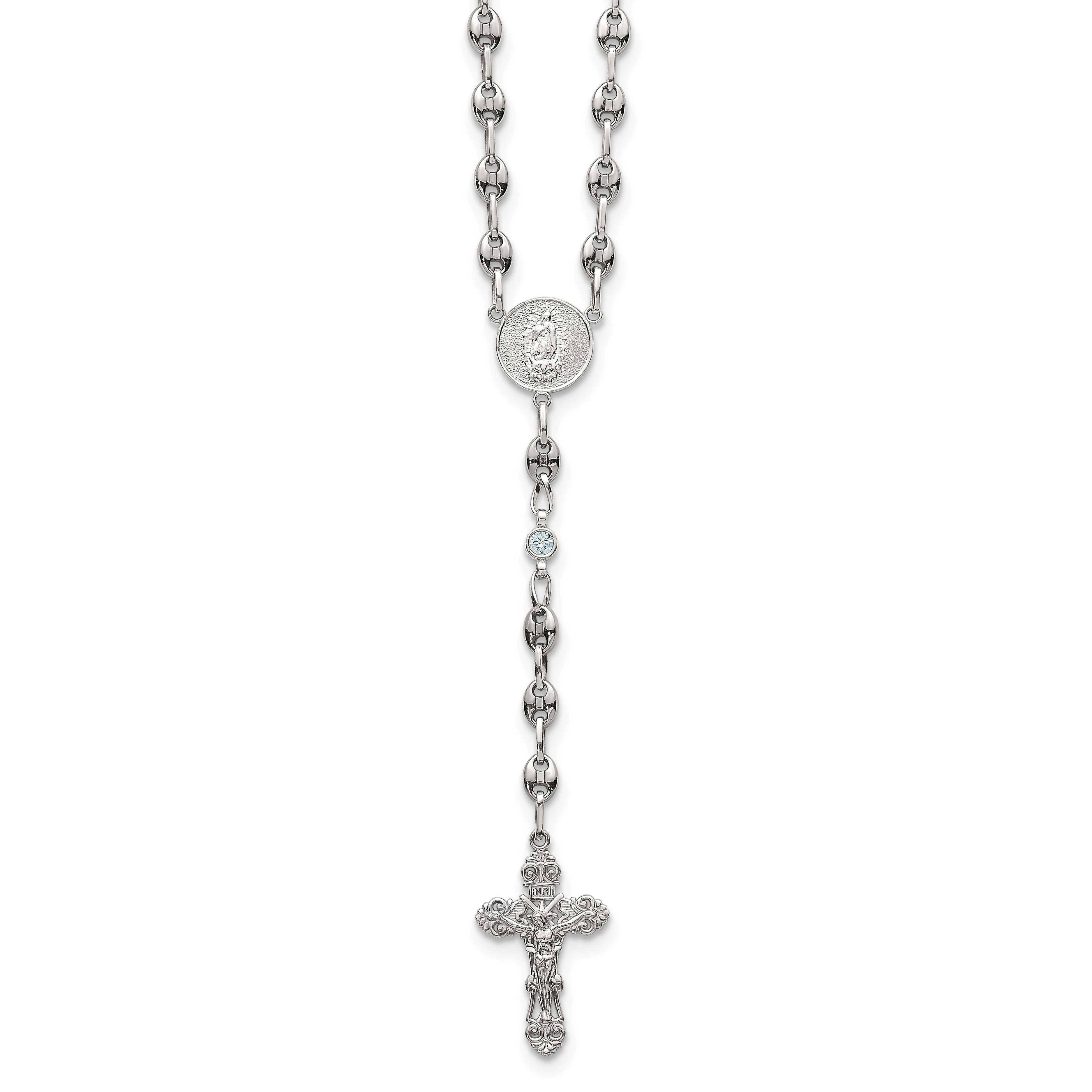 Polished Blue Cubic Zirconia Stainless Steel Necklace 4.35mm Main image