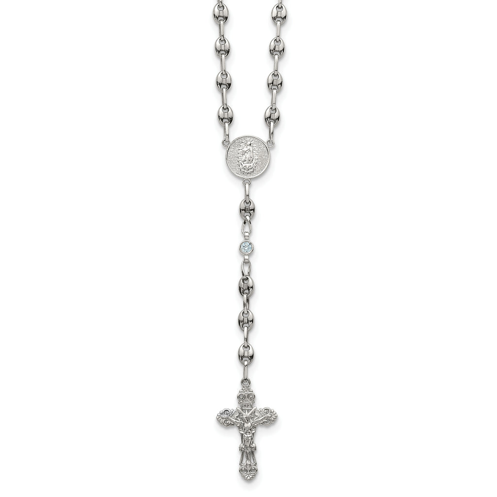 Polished Blue Cubic Zirconia Stainless Steel Necklace 4.35mm