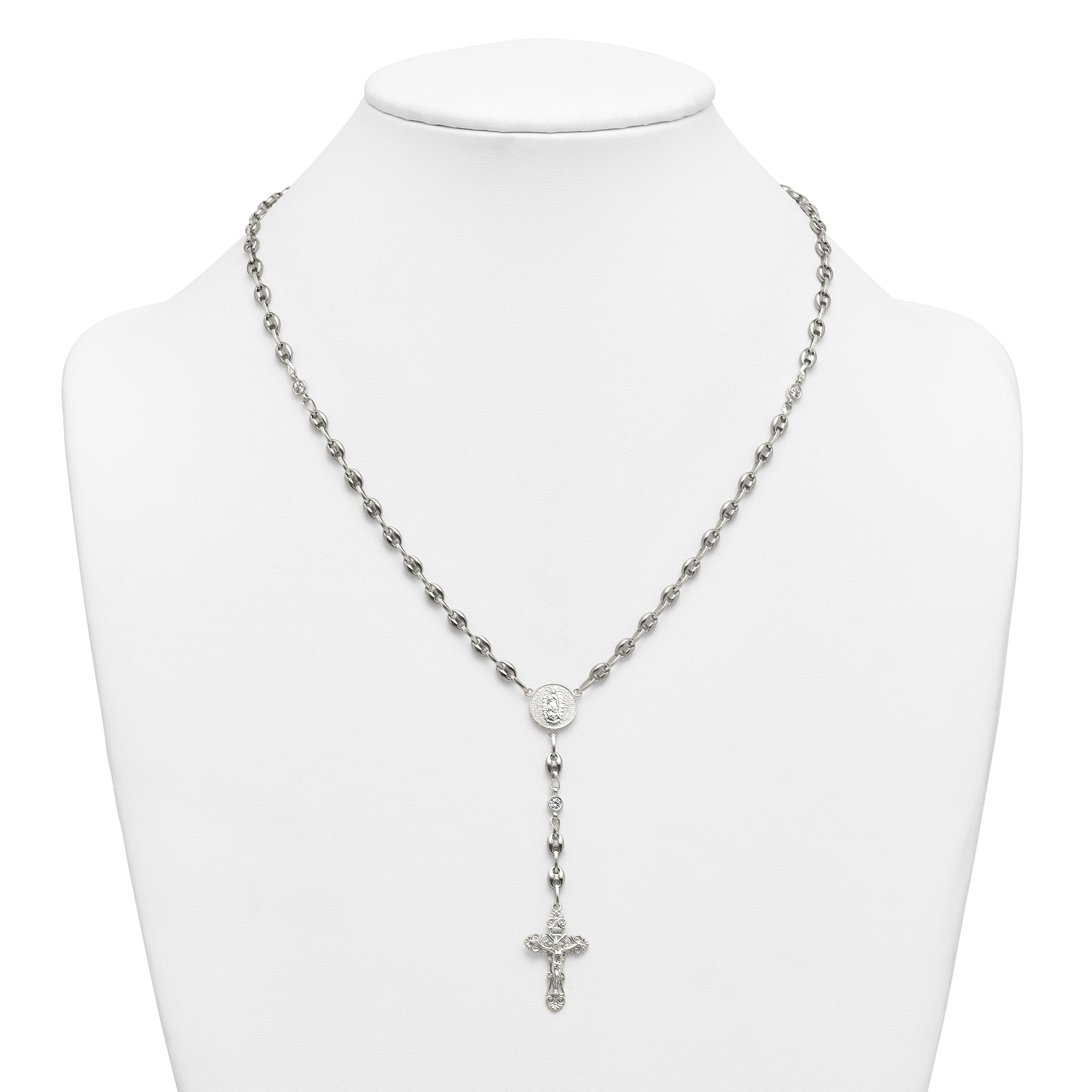 Polished Cubic Zirconia Stainless Steel Necklace 4.35mm