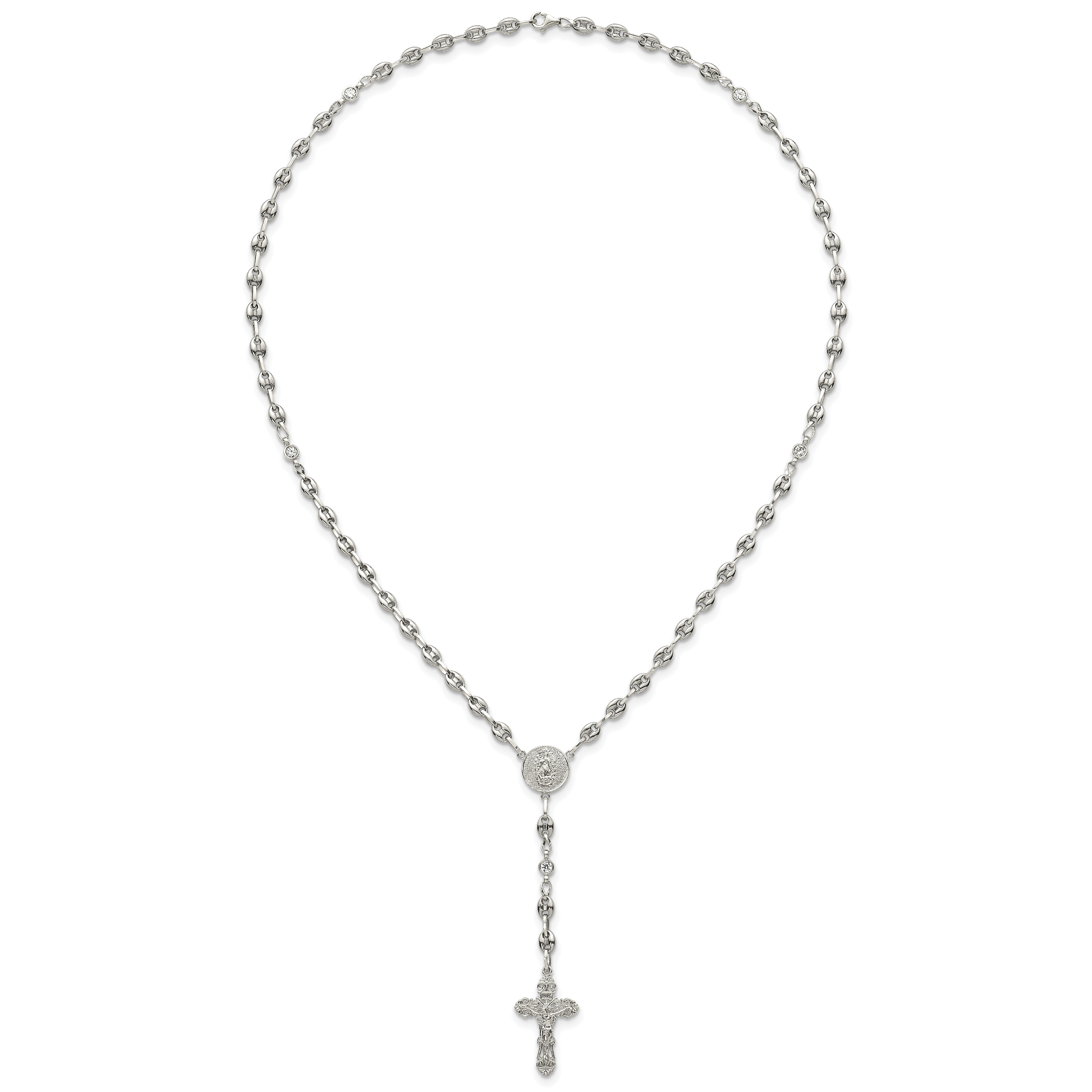 Polished Cubic Zirconia Stainless Steel Necklace 4.35mm