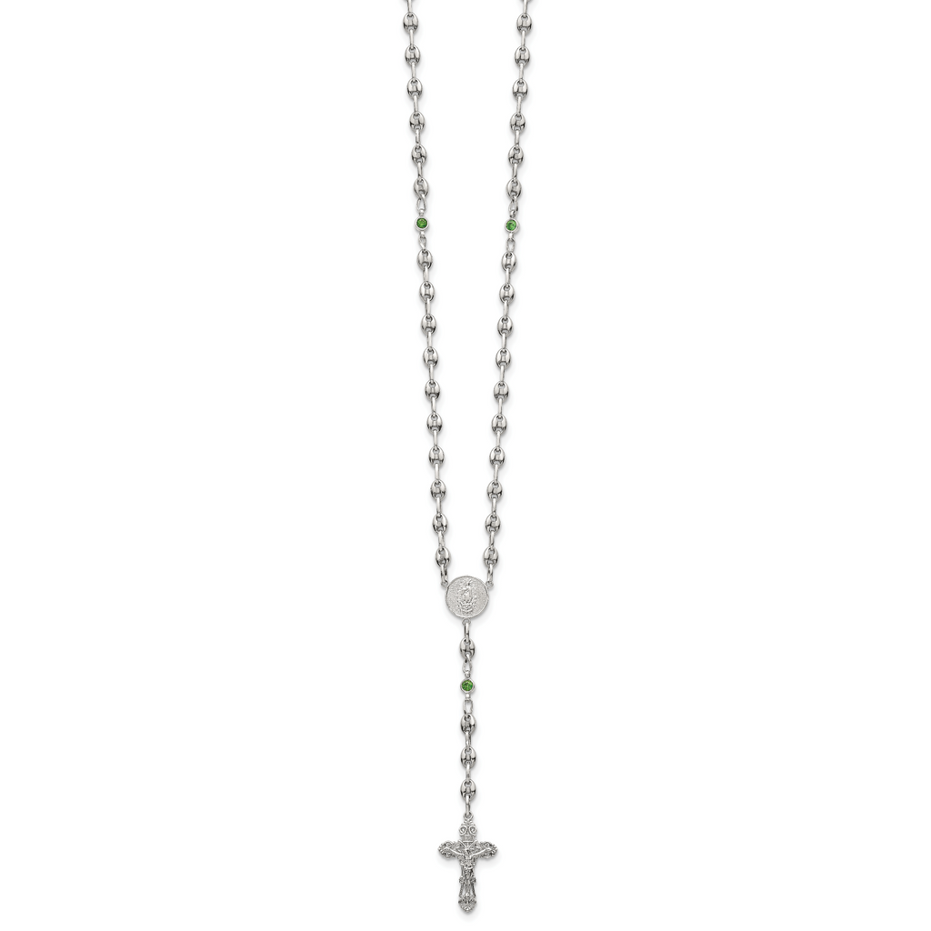 Polished Green Cubic Zirconia Stainless Steel Necklace 4.35mm