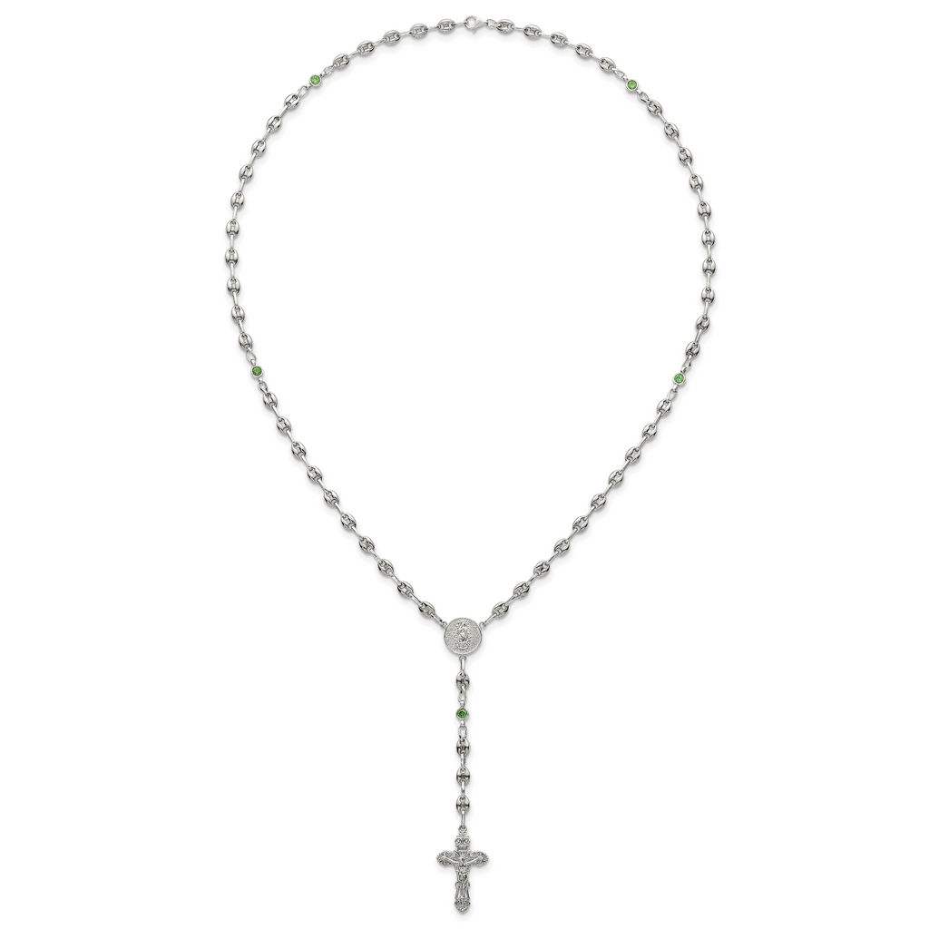 Polished Green Cubic Zirconia Stainless Steel Necklace 4.35mm