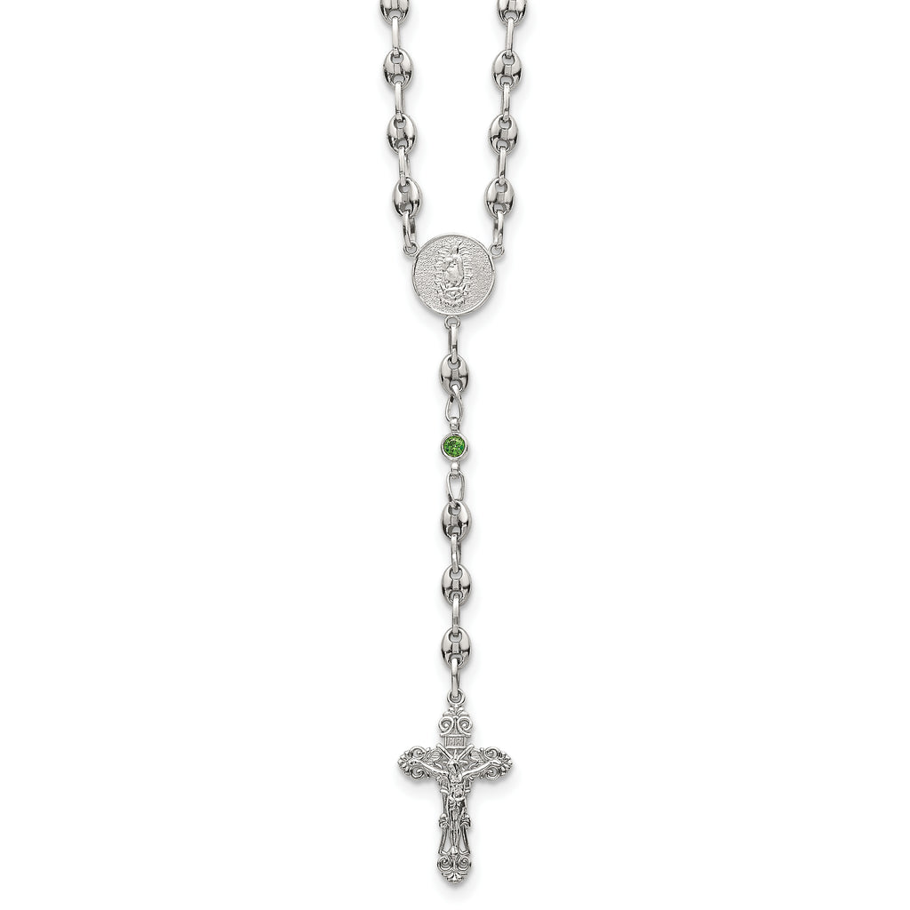 Polished Green Cubic Zirconia Stainless Steel Necklace 4.35mm