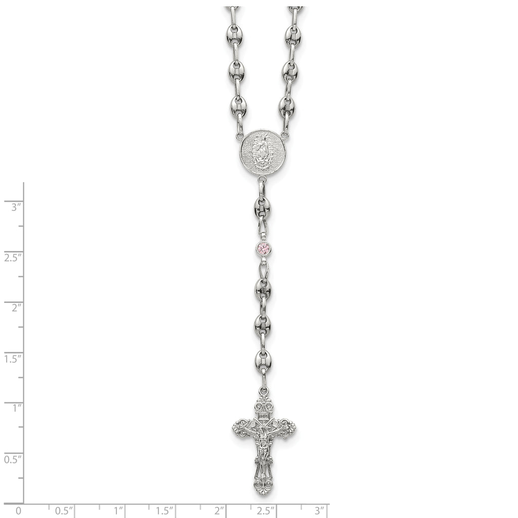 Polished Purple Cubic Zirconia Stainless Steel Necklace 4.35mm 21in