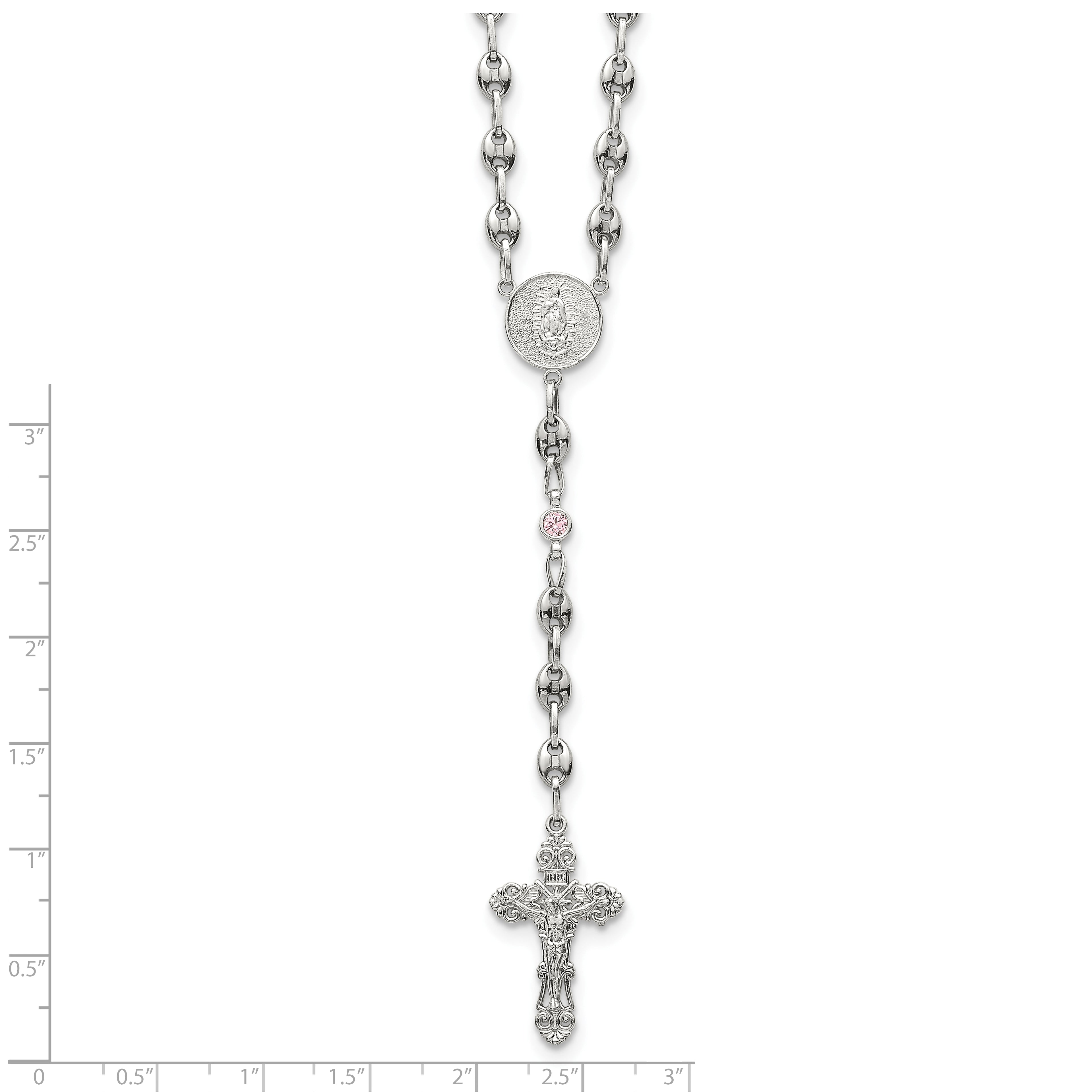 Polished Purple Cubic Zirconia Stainless Steel Necklace 4.35mm 21in
