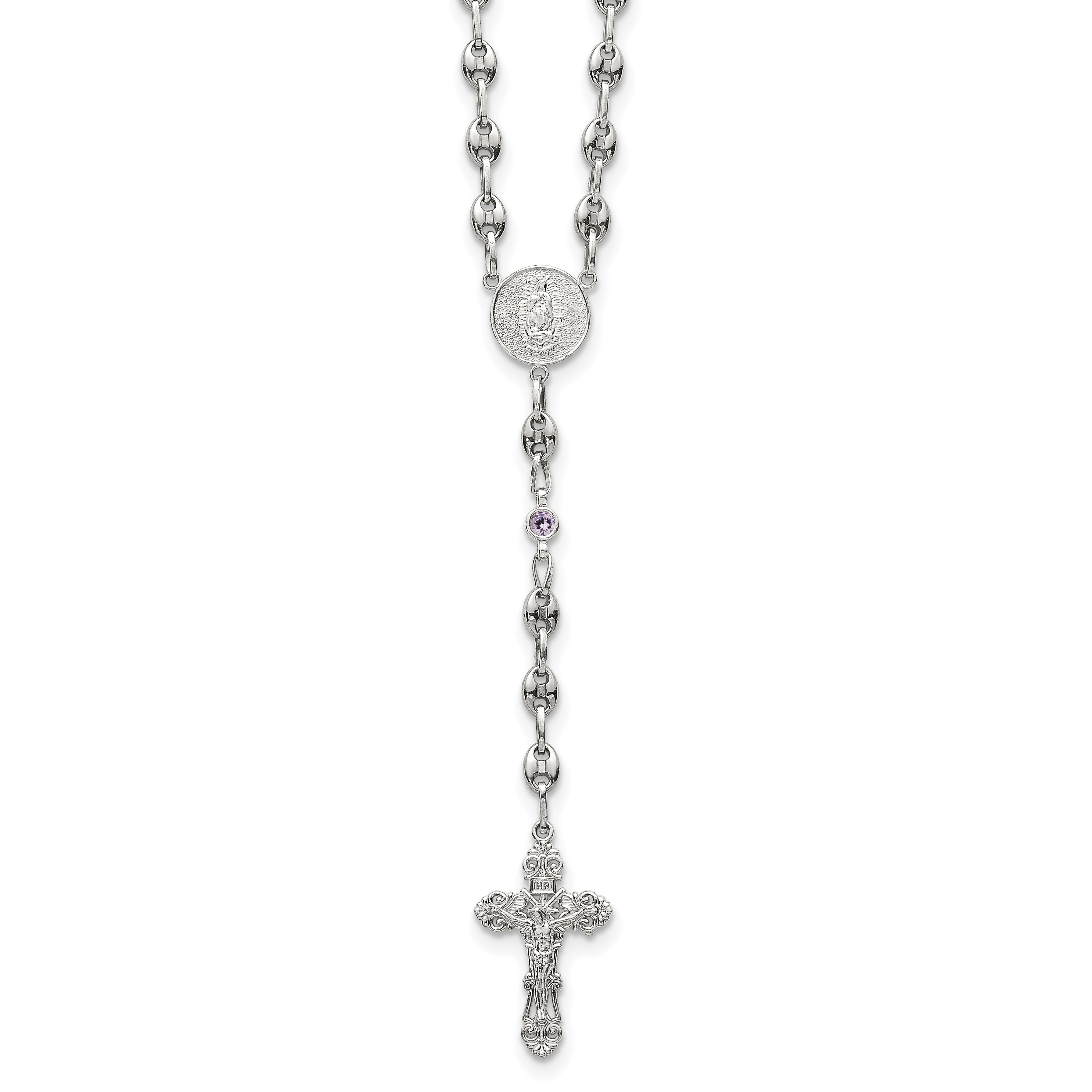 Polished Purple Cubic Zirconia Stainless Steel Necklace 4.35mm 21in Main image