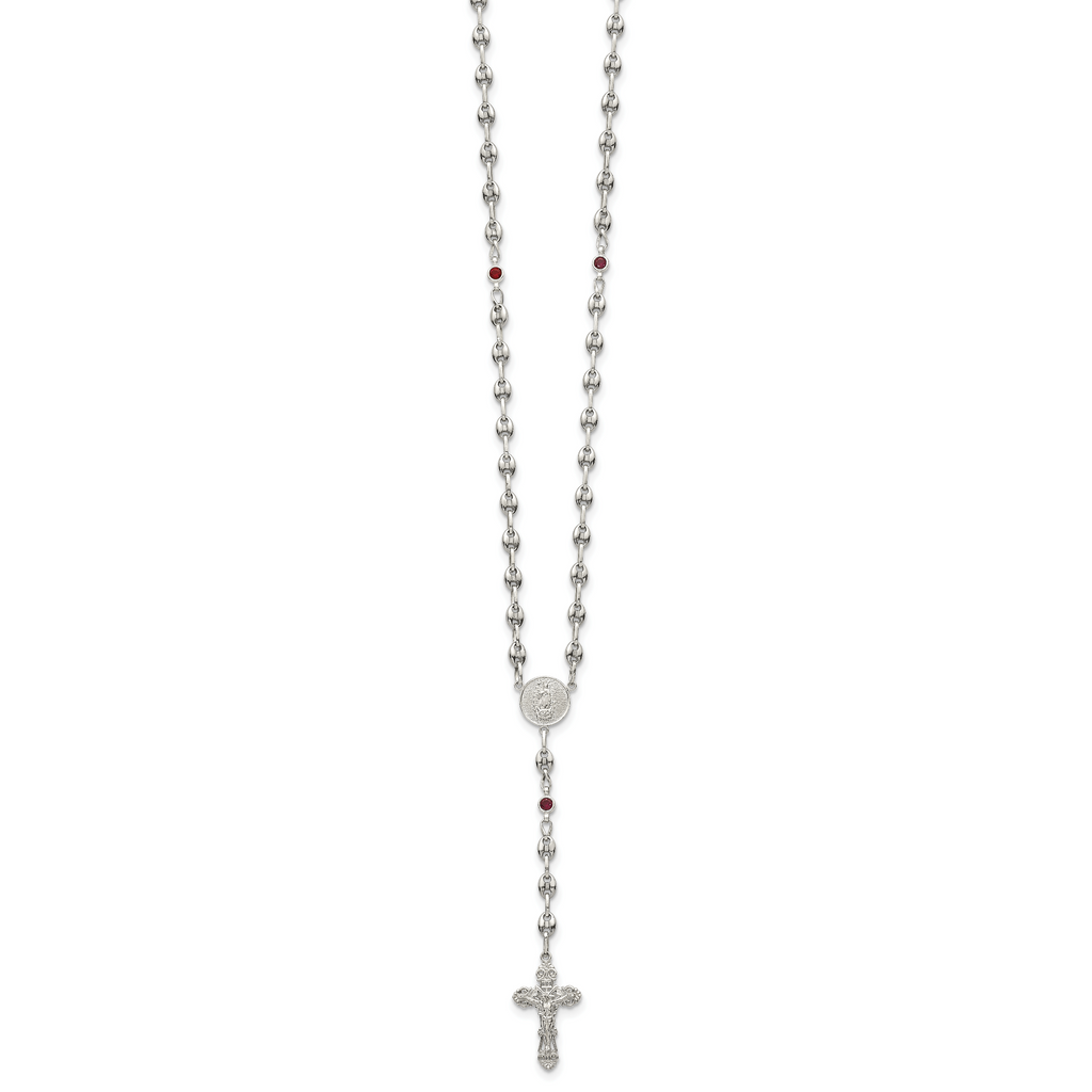 Polished Red Cubic Zirconia Stainless Steel Necklace 4.35mm 21in