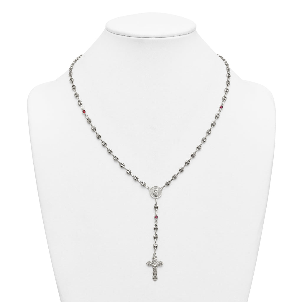 Polished Red Cubic Zirconia Stainless Steel Necklace 4.35mm 21in