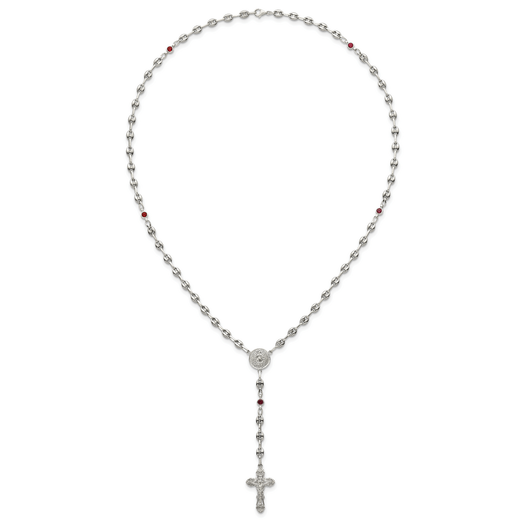Polished Red Cubic Zirconia Stainless Steel Necklace 4.35mm 21in