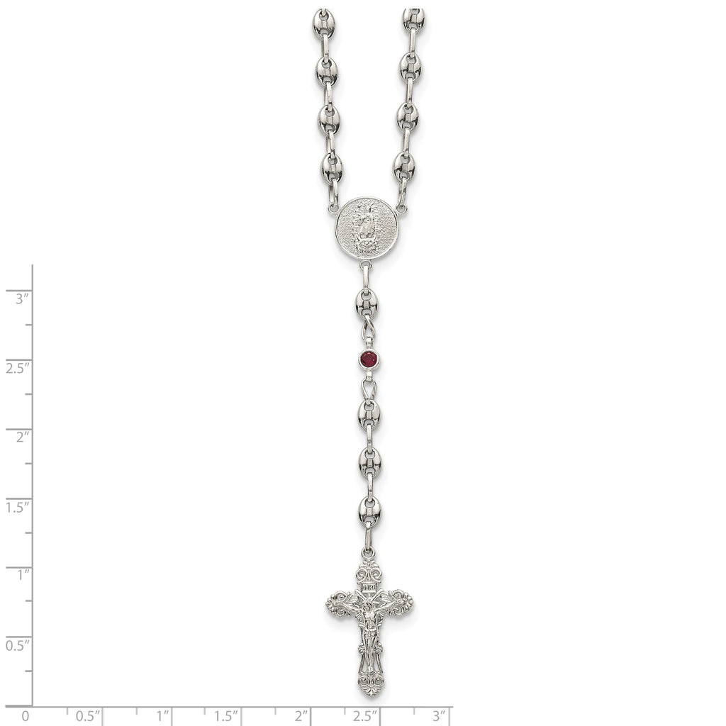 Polished Red Cubic Zirconia Stainless Steel Necklace 4.35mm 21in