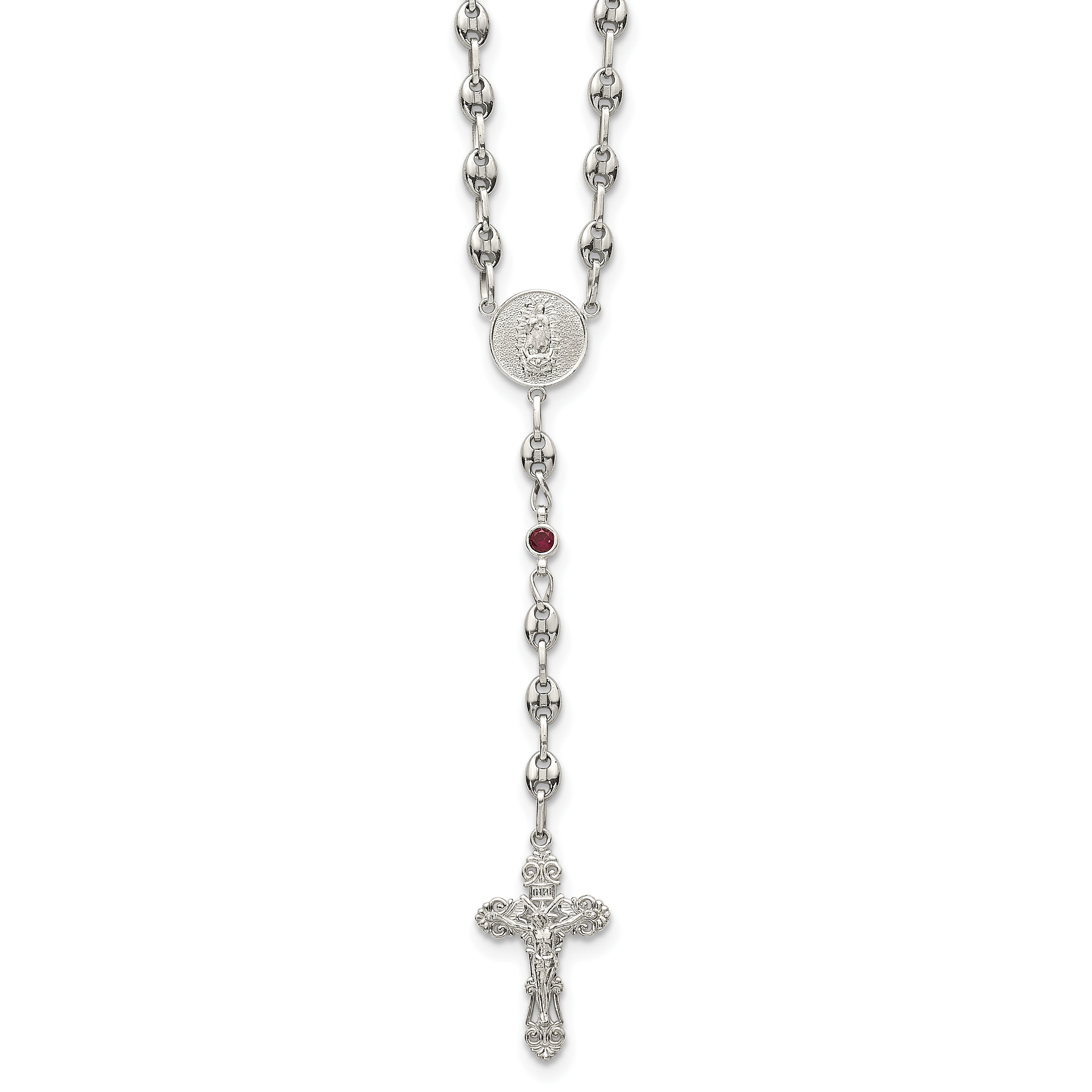 Polished Red Cubic Zirconia Stainless Steel Necklace 4.35mm 21in Main image