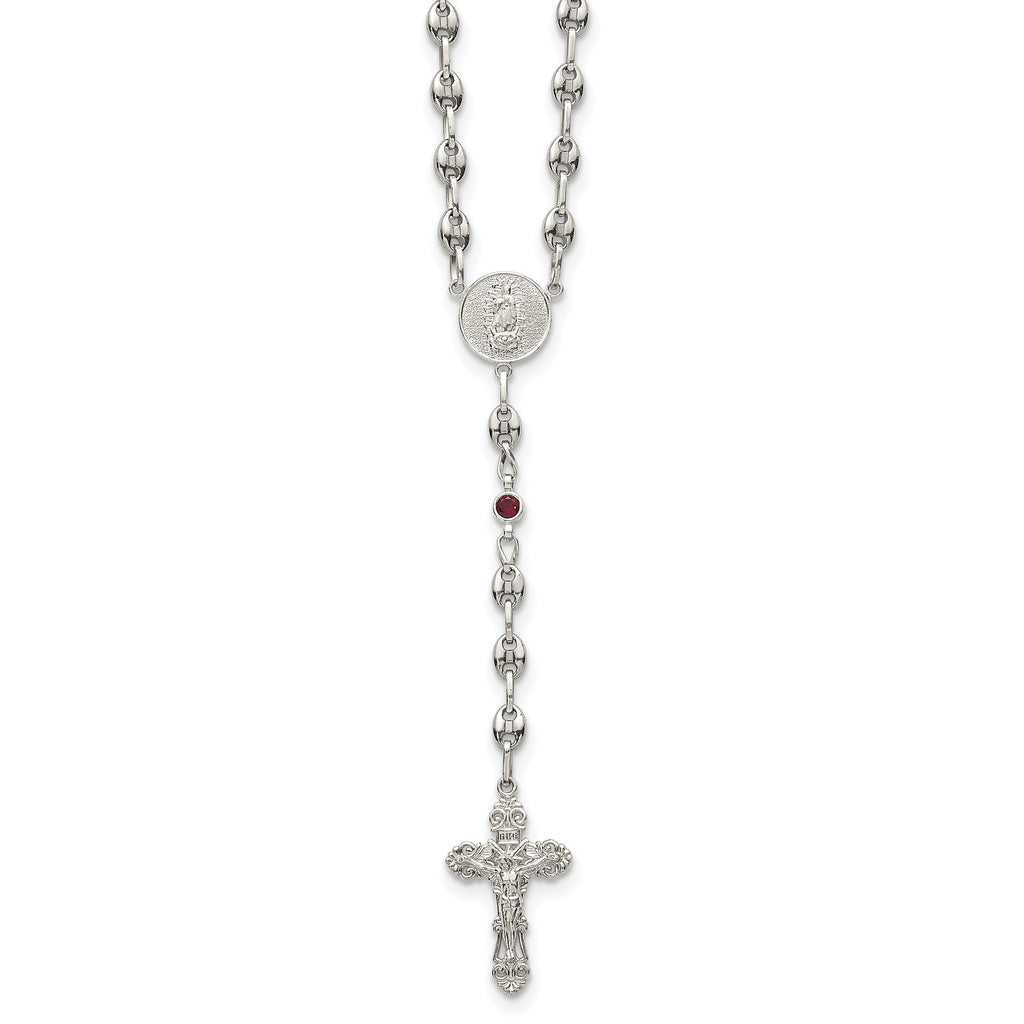 Polished Red Cubic Zirconia Stainless Steel Necklace 4.35mm 21in