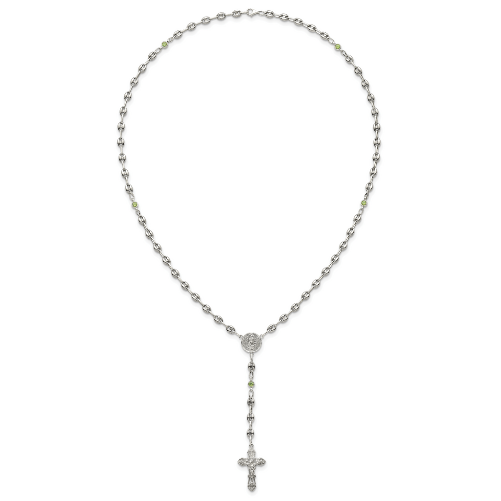 Polished Green Cubic Zirconia Stainless Steel Necklace 4.35mm 21in