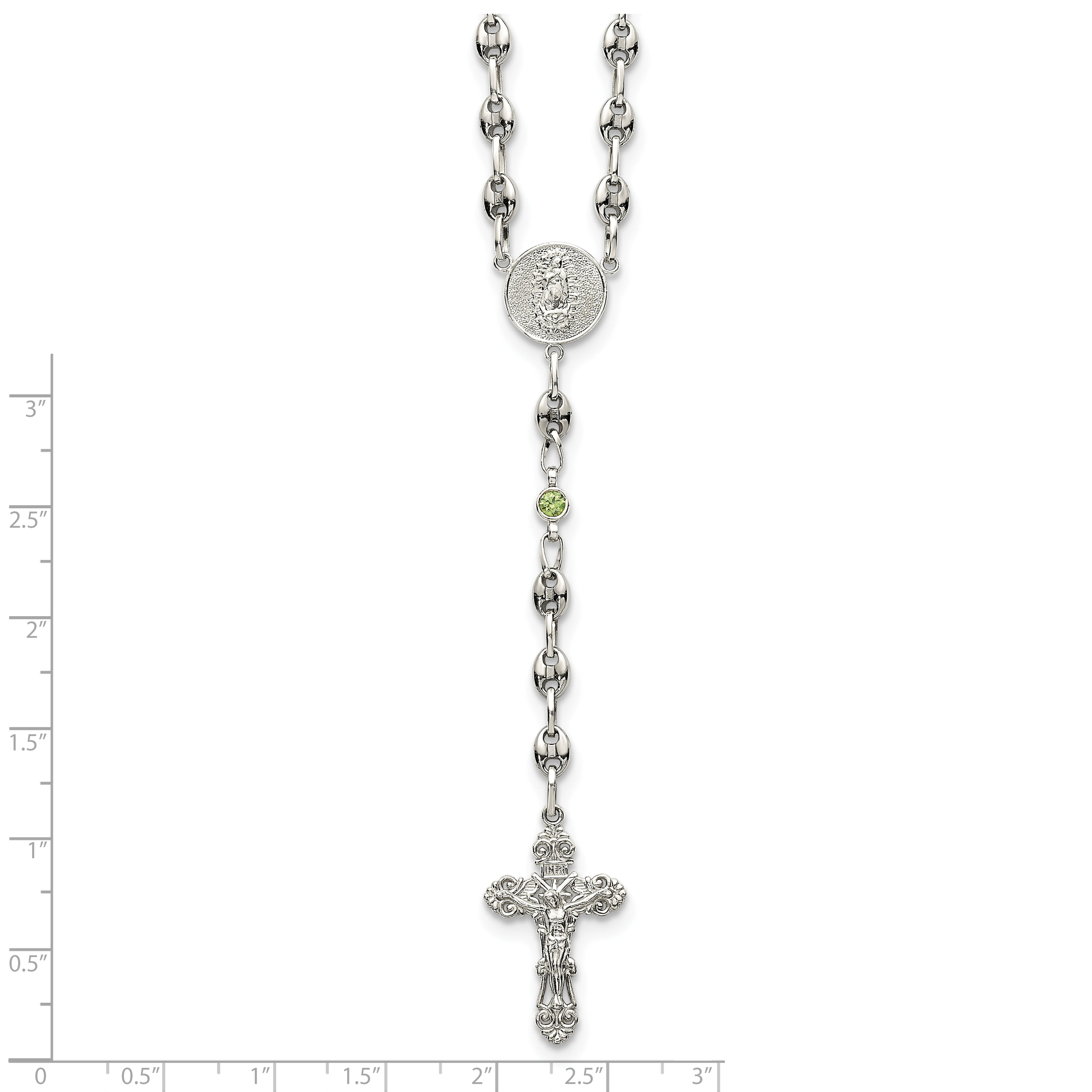 Polished Green Cubic Zirconia Stainless Steel Necklace 4.35mm 21in