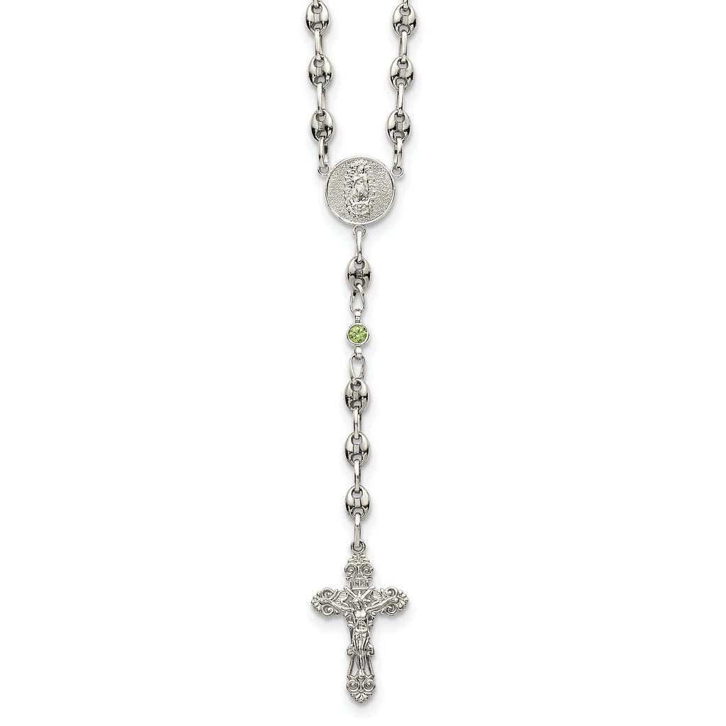 Polished Green Cubic Zirconia Stainless Steel Necklace 4.35mm 21in