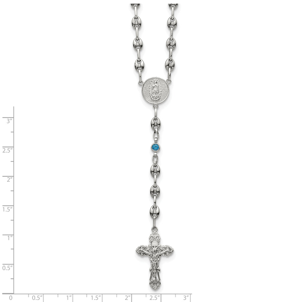Polished Blue Cubic Zirconia Stainless Steel Necklace 4.35mm 21in