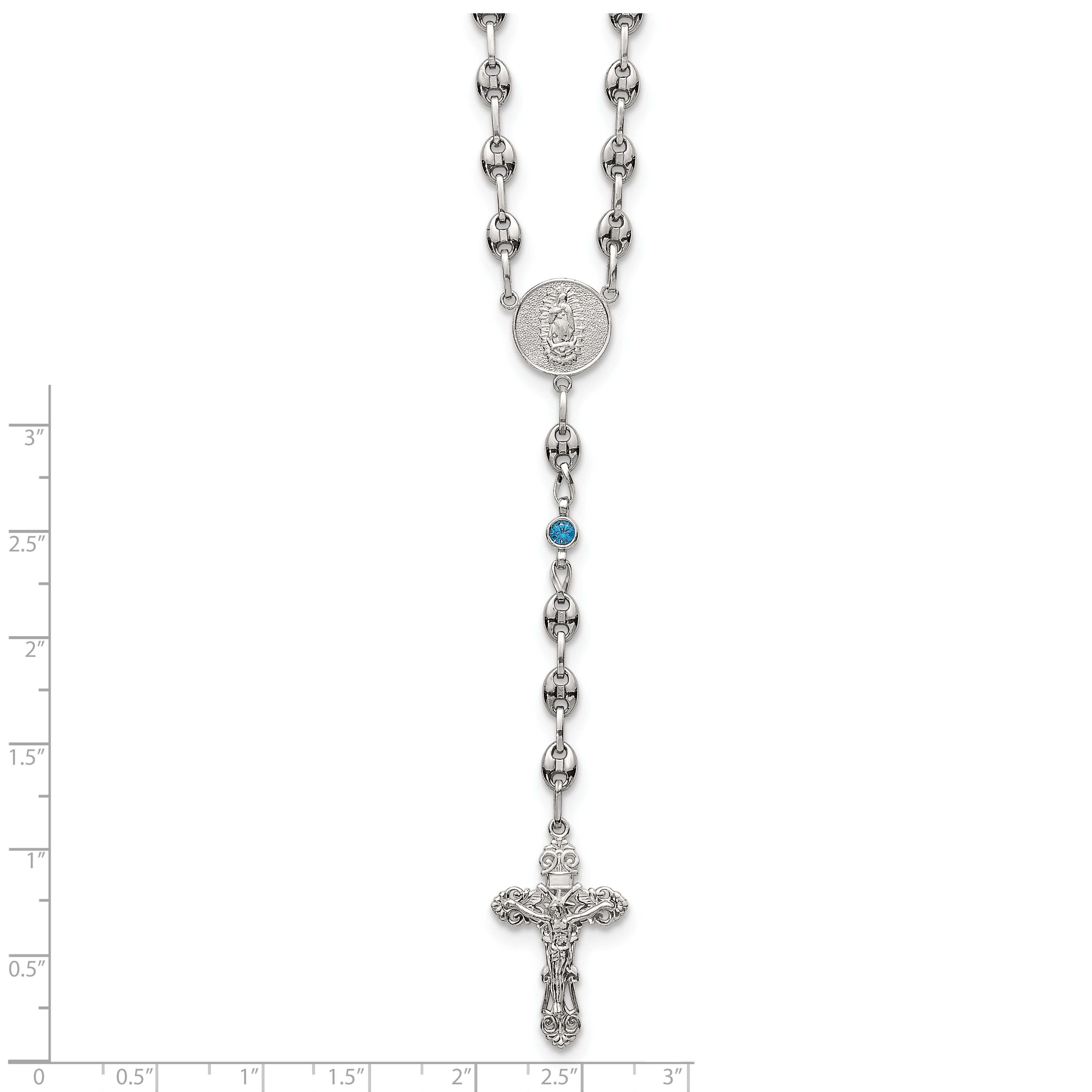 Polished Blue Cubic Zirconia Stainless Steel Necklace 4.35mm 21in