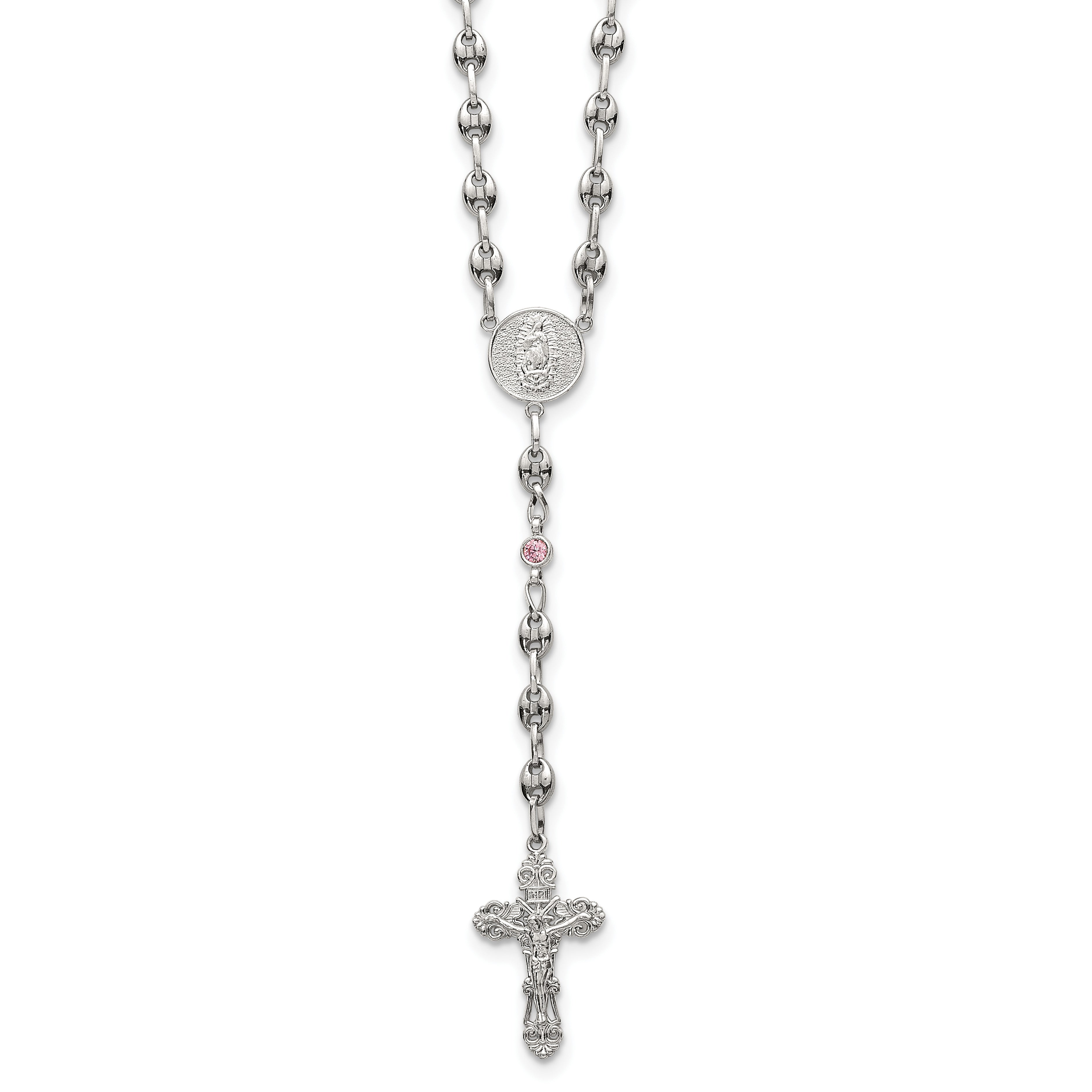 Polished Pink Cubic Zirconia Stainless Steel Necklace 4.35mm Main image