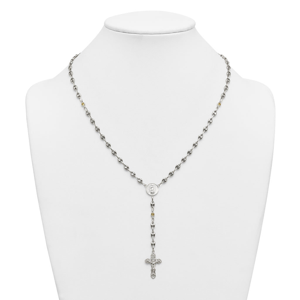 Polished Yellow Cubic Zirconia Stainless Steel Necklace 4.35mm