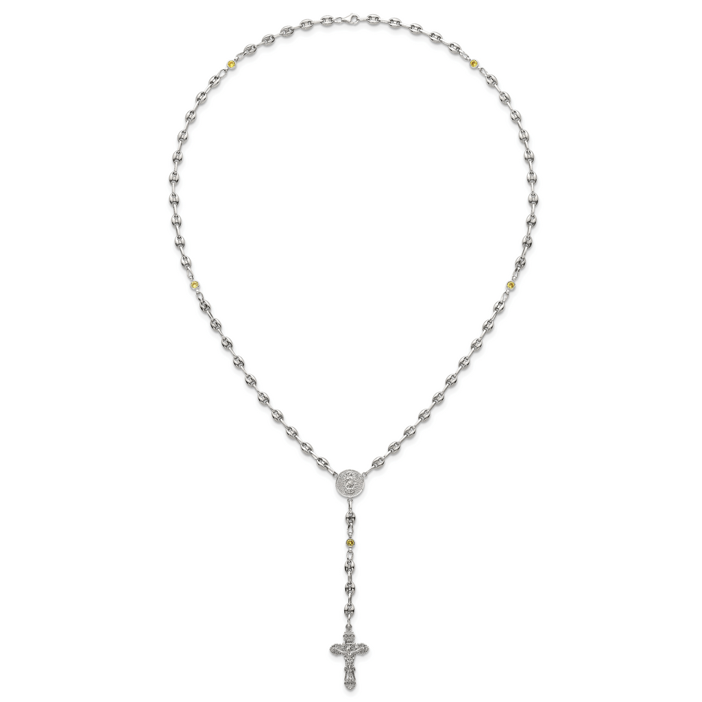 Polished Yellow Cubic Zirconia Stainless Steel Necklace 4.35mm