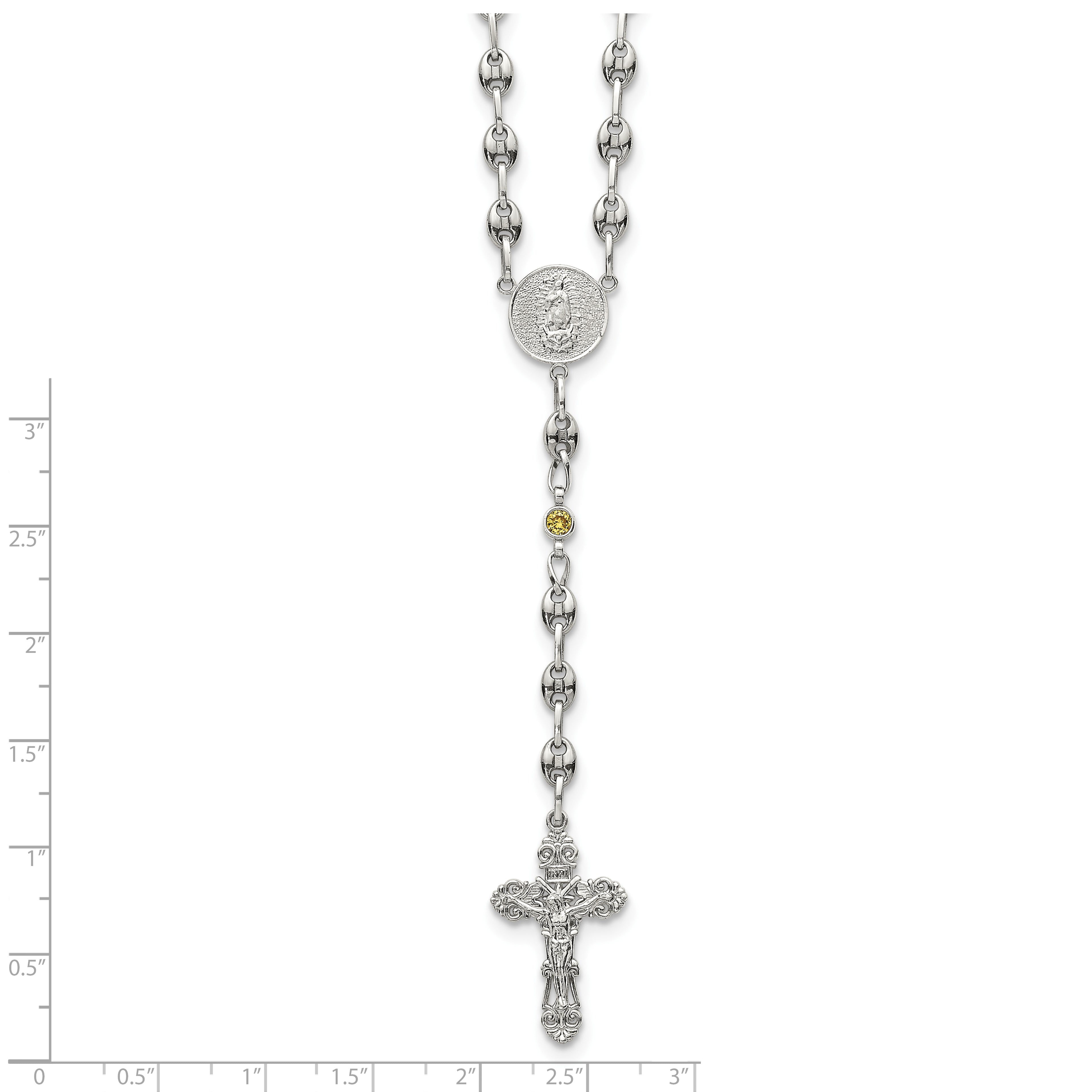 Polished Yellow Cubic Zirconia Stainless Steel Necklace 4.35mm