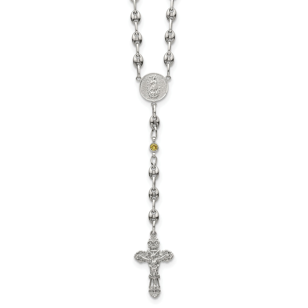 Polished Yellow Cubic Zirconia Stainless Steel Necklace 4.35mm