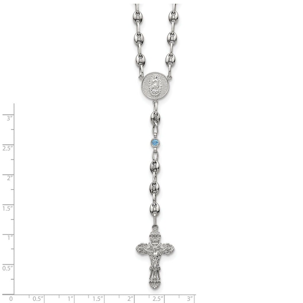 Polished Blue Cubic Zirconia Stainless Steel Necklace 4.35mm 21in
