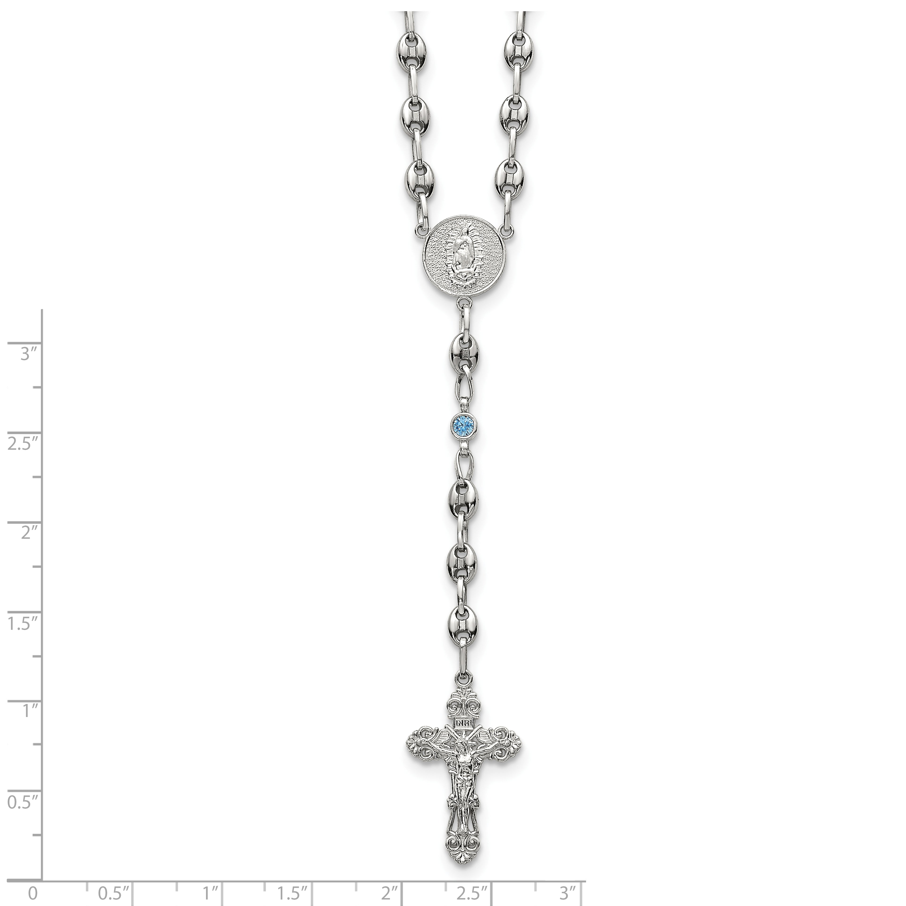 Polished Blue Cubic Zirconia Stainless Steel Necklace 4.35mm 21in
