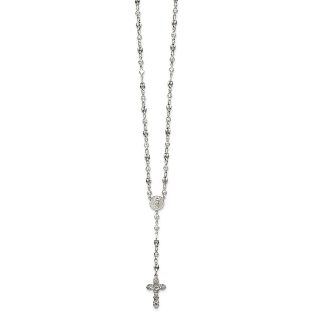 Polished Cubic Zirconia Stainless Steel Necklace 4.35mm 22in