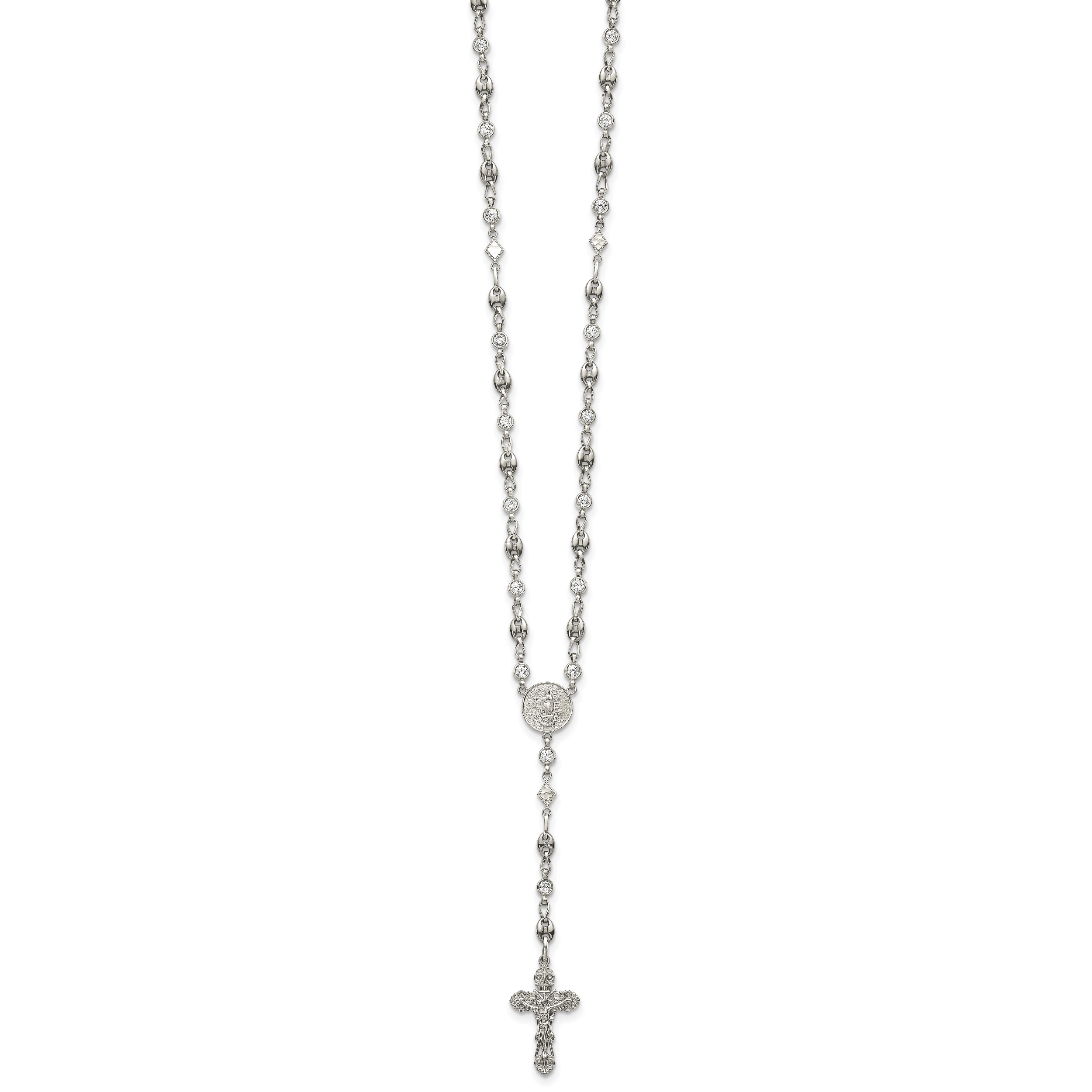 Polished Cubic Zirconia Stainless Steel Necklace 4.35mm 22in