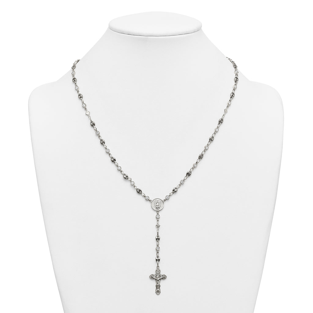 Polished Cubic Zirconia Stainless Steel Necklace 4.35mm 22in