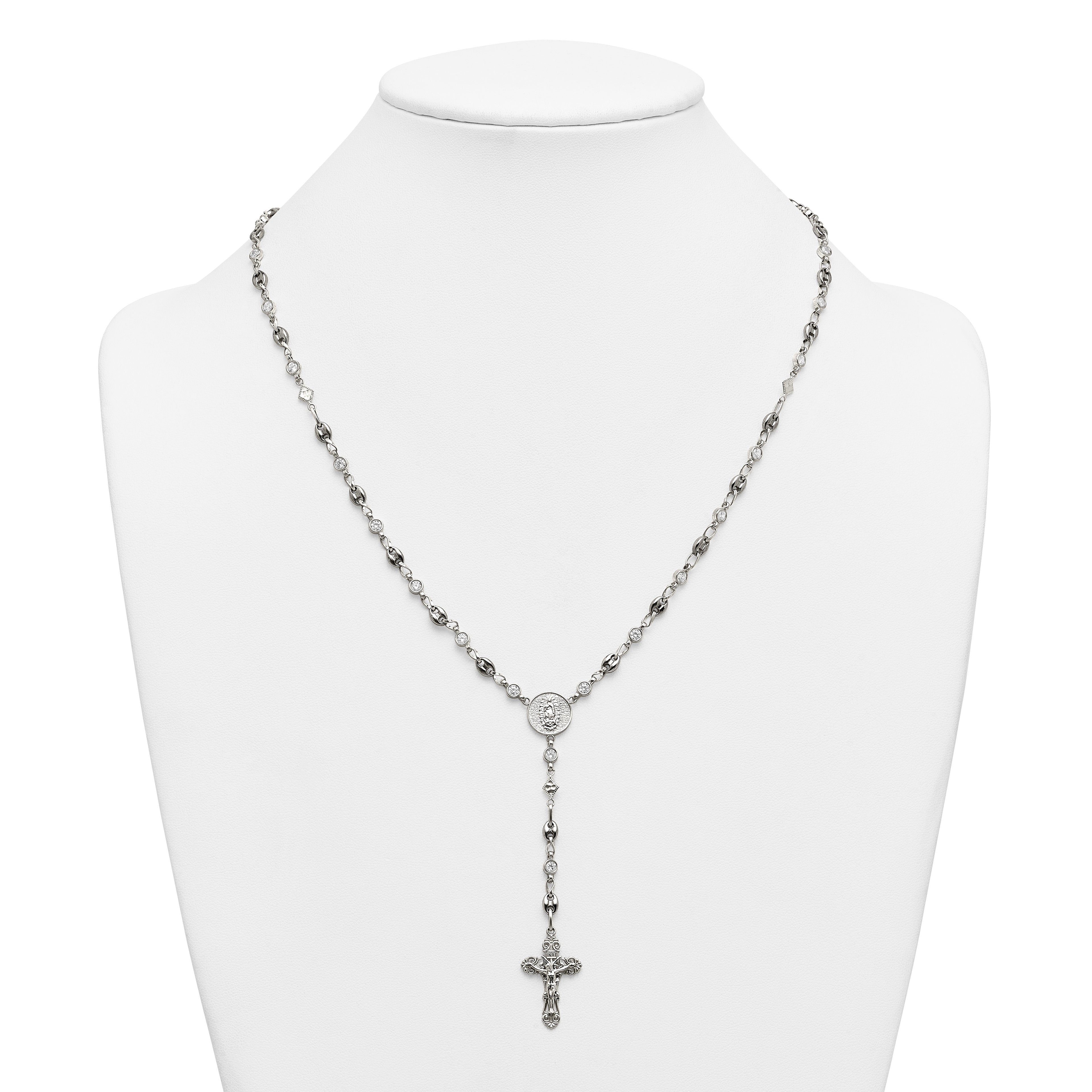 Polished Cubic Zirconia Stainless Steel Necklace 4.35mm 22in
