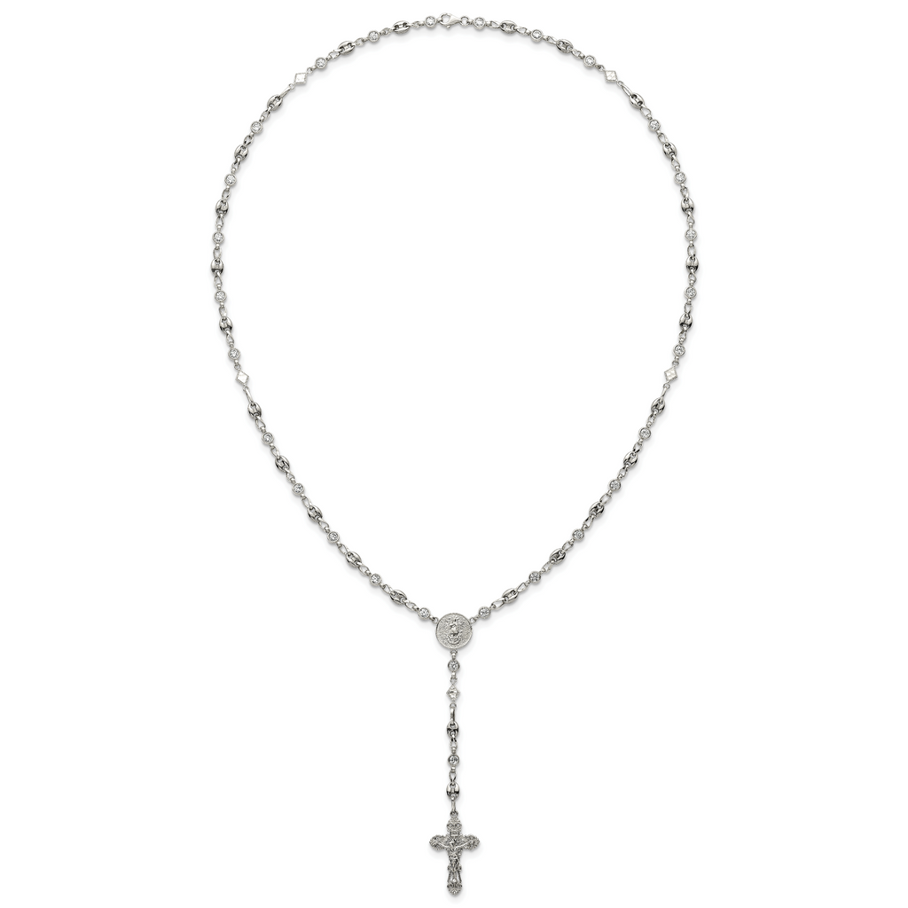 Polished Cubic Zirconia Stainless Steel Necklace 4.35mm 22in