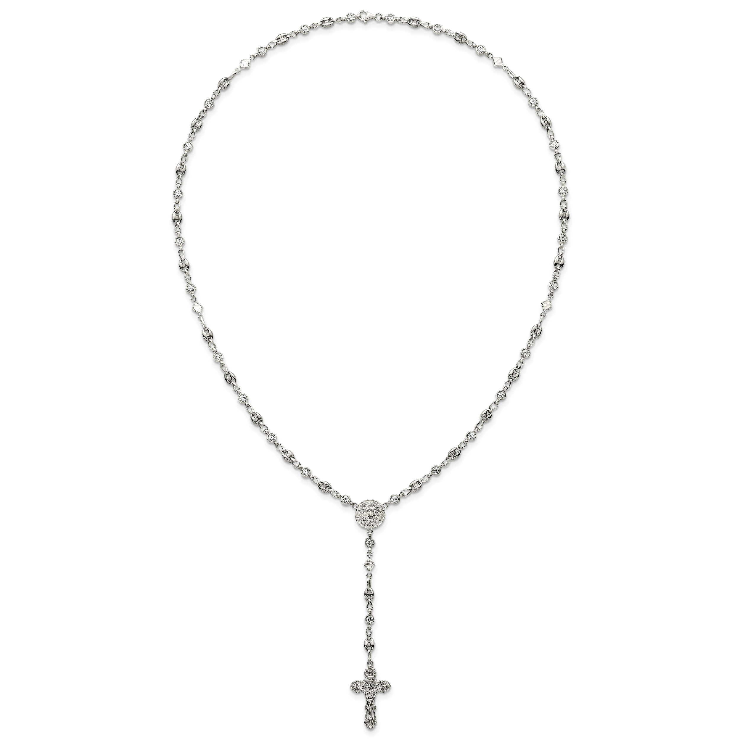 Polished Cubic Zirconia Stainless Steel Necklace 4.35mm 22in