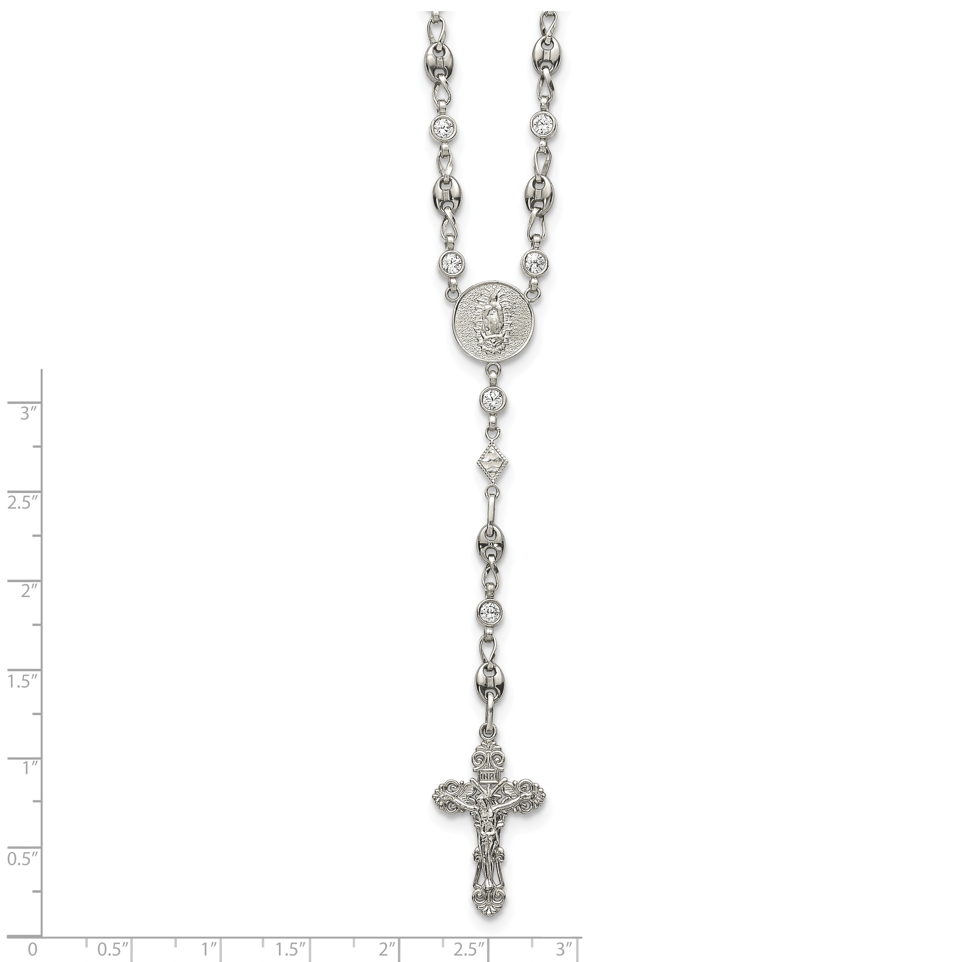 Polished Cubic Zirconia Stainless Steel Necklace 4.35mm 22in